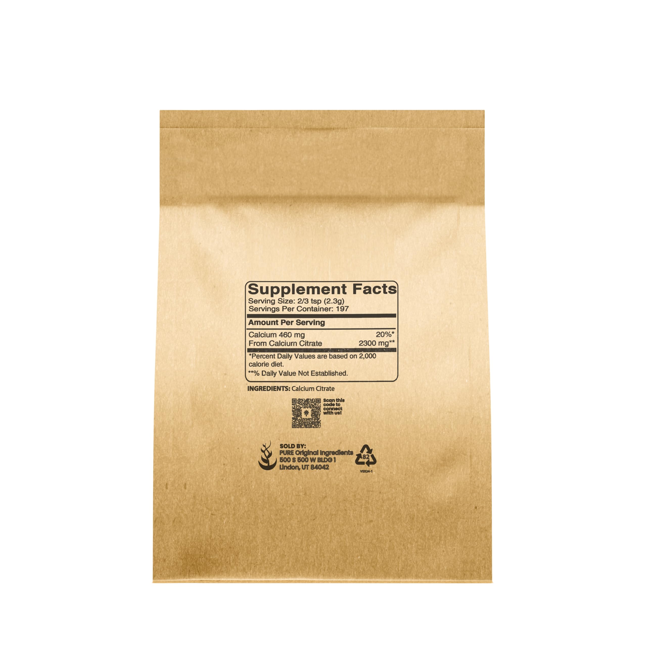 Pure Original Calcium Citrate Powder (1 lb) - No Additives or Fillers