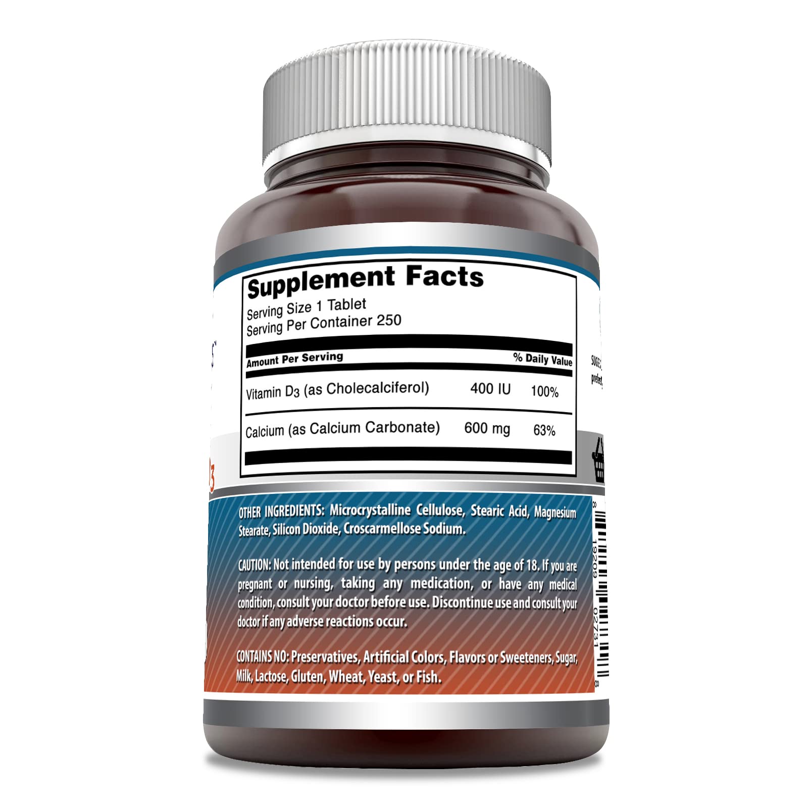 Amazing Formulas Calcium with Vitamin D3 - 250 Count, Non-GMO, Gluten-Free, Made in USA