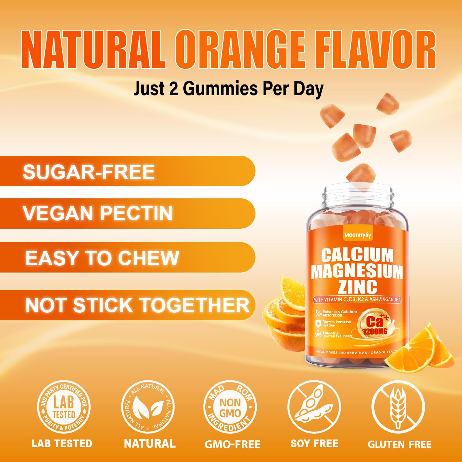 Calcium 1200 mg Gummies with Vitamin D3 – Calcium Citrate, K2 & Ashwagandha