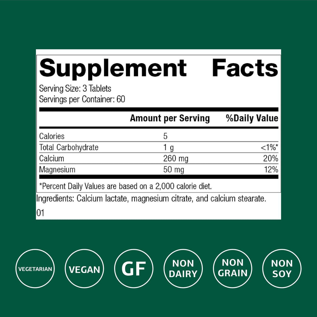 Standard Process Calcium Lactate – Bone & Immune Health (180 Tablets) | Vegan, Gluten-Free