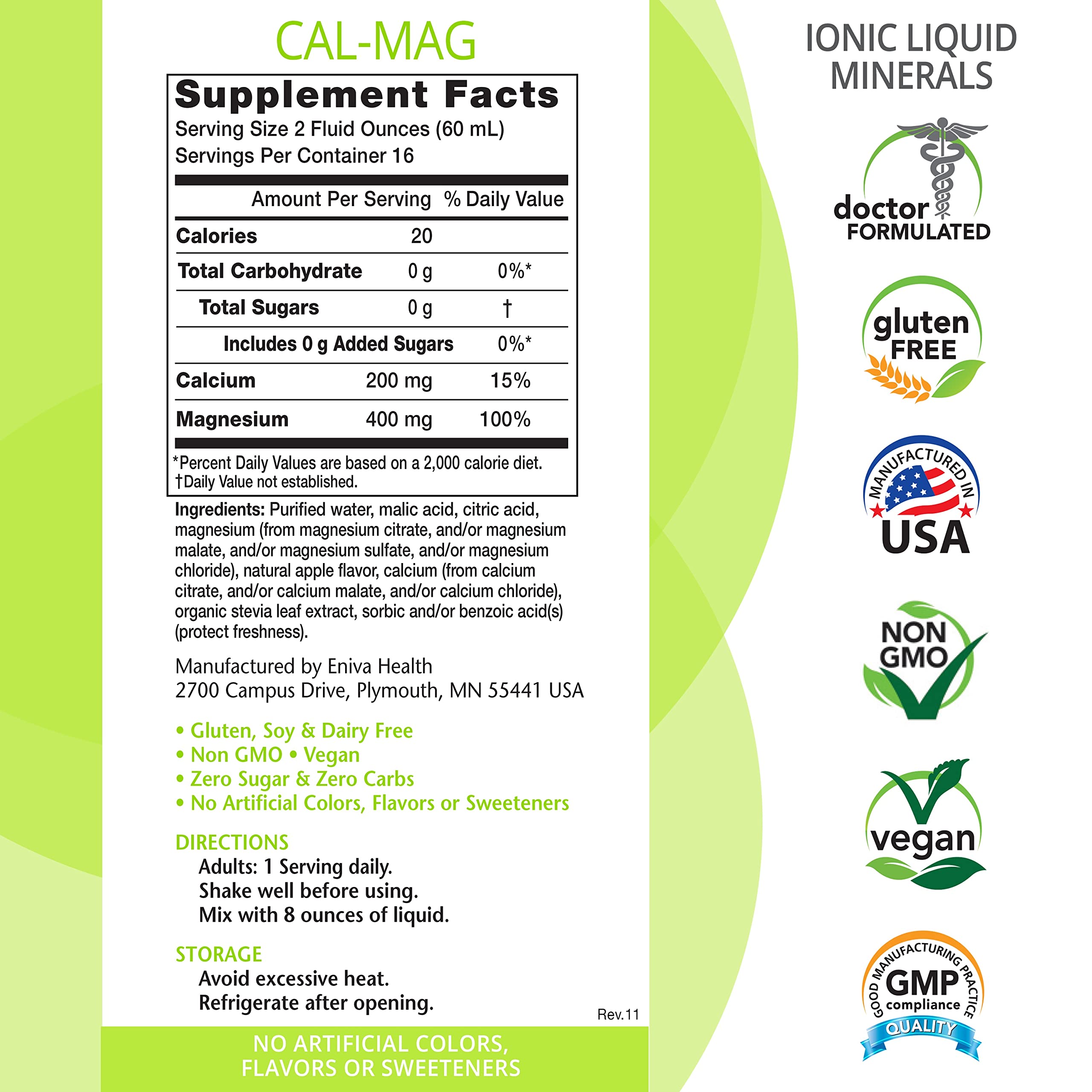 Liquid Ionic Calcium Magnesium Supplement (32oz) – Healthy Bones, Hair & Nails | Eniva Health