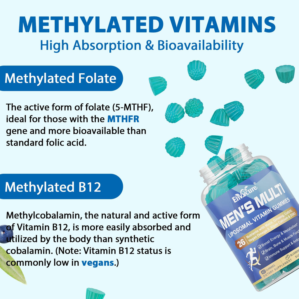 Methylated Multivitamin for Men Gummies – Liposomal, Vegan Omega-3 & CoQ10