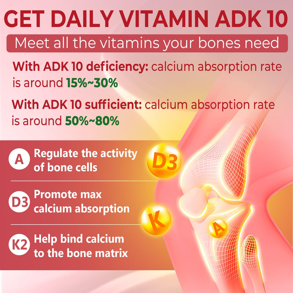 Vitamin D3 K2 A Gummies 5000IU / 10,000IU – 8-in-1 Vegan Calcium Magnesium Zinc | 2 Packs