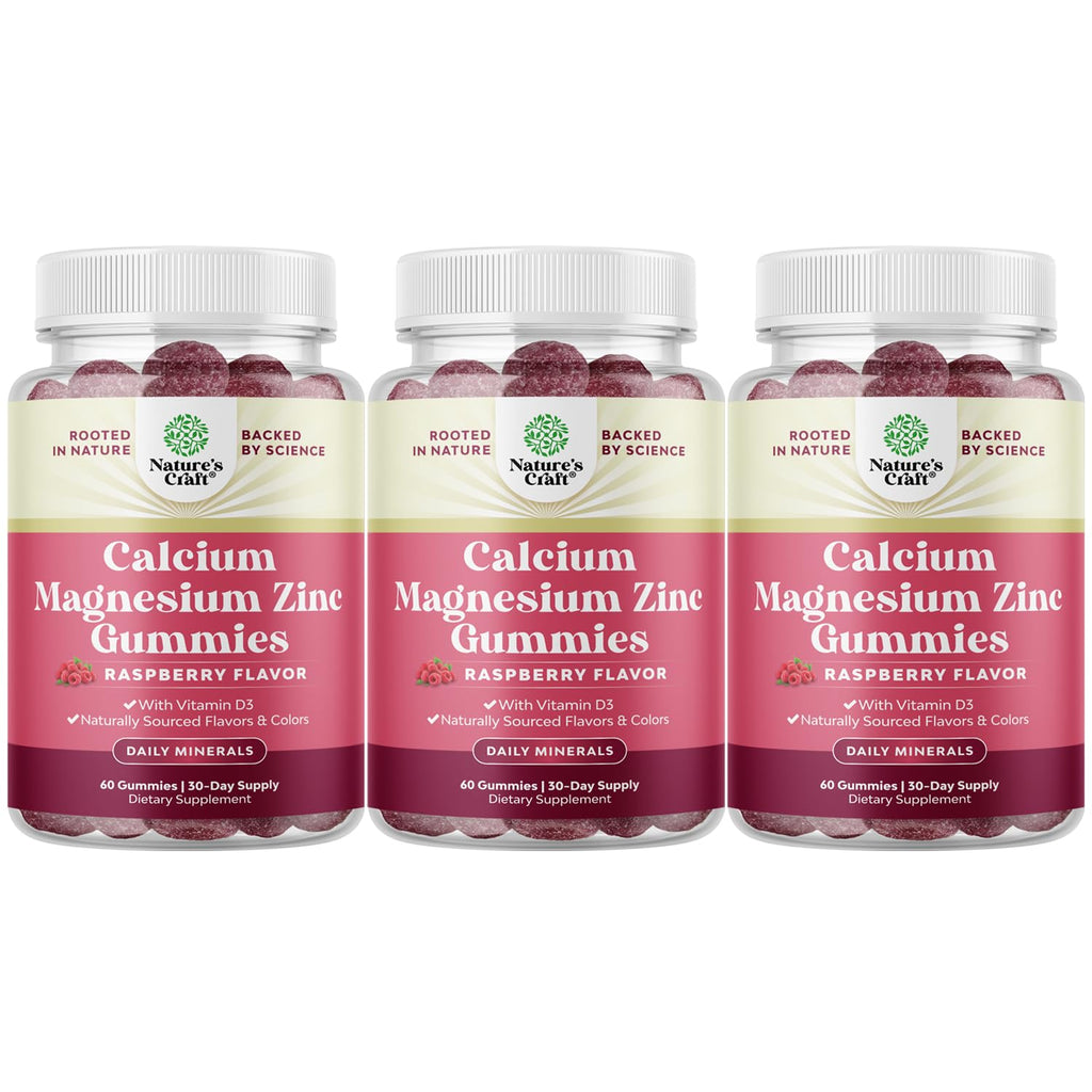 Calcium Magnesium Zinc Gummies with Vitamin D3 – Kosher Non-GMO Gelatin-Free (3 Month Supply)