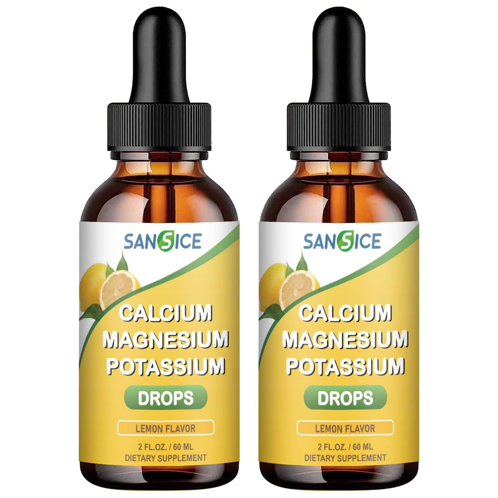 Calcium Potassium Magnesium Liquid Drops – High-Absorption Magnesium Glycinate – 2 Pack