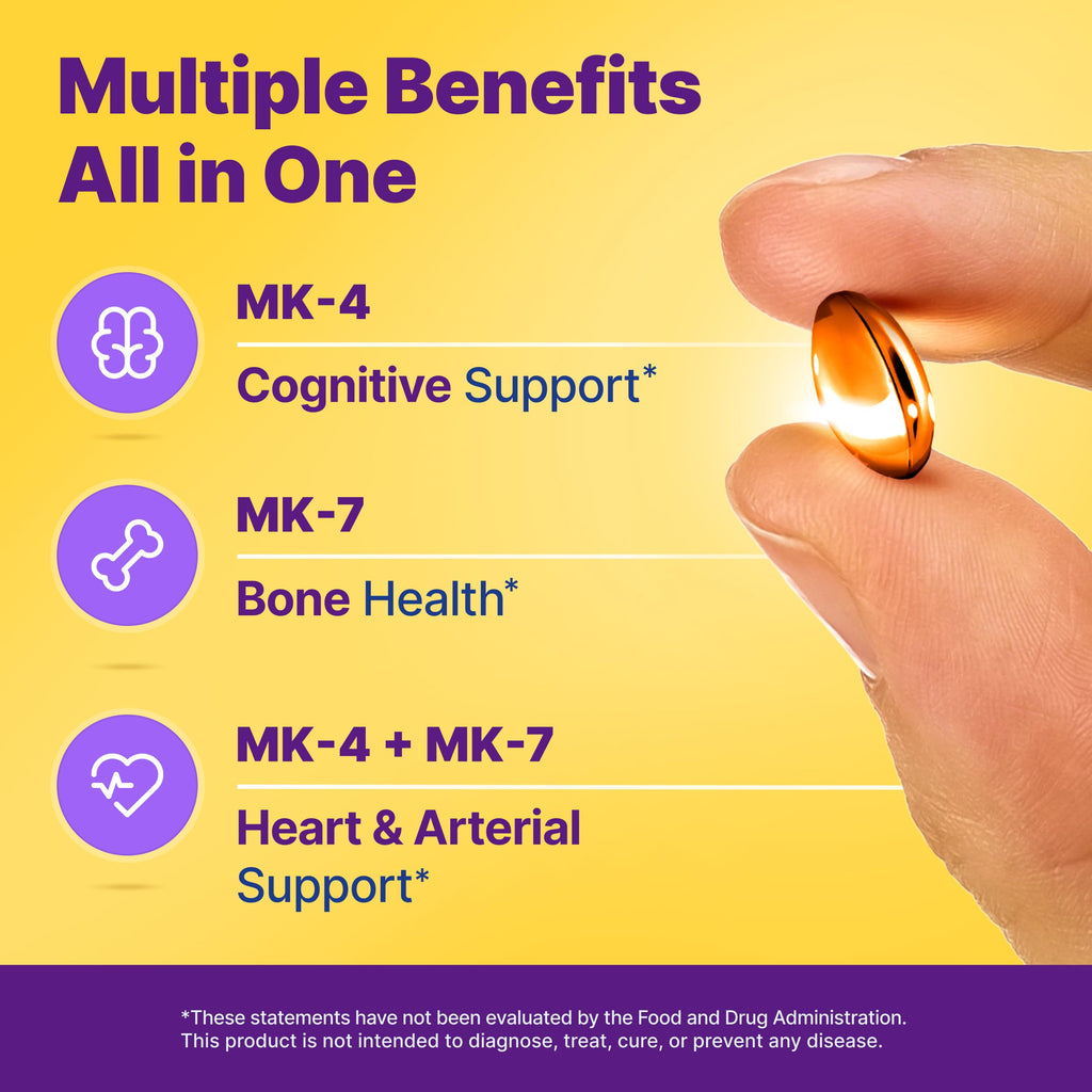InnovixLabs Full Spectrum Vitamin K2-90 Softgels with MK4 & MK7 (600 mcg) – Supports Bone Health, Brain Function | Soy & Gluten Free