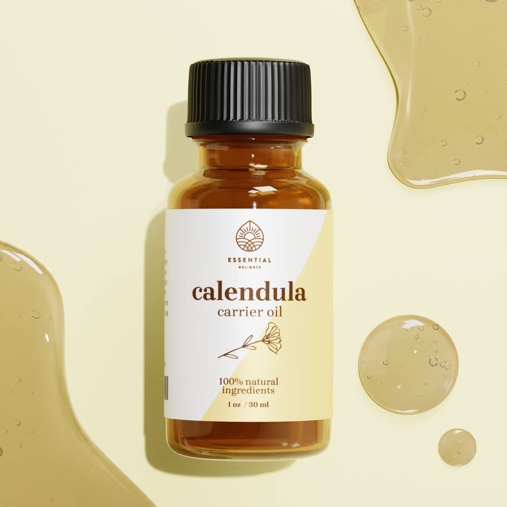 Calendula Oil - Premium Carrier Oil for Skin, Face, Body & Hair | Hydrating, Vegan & Cruelty-Free | 1 Fl Oz
