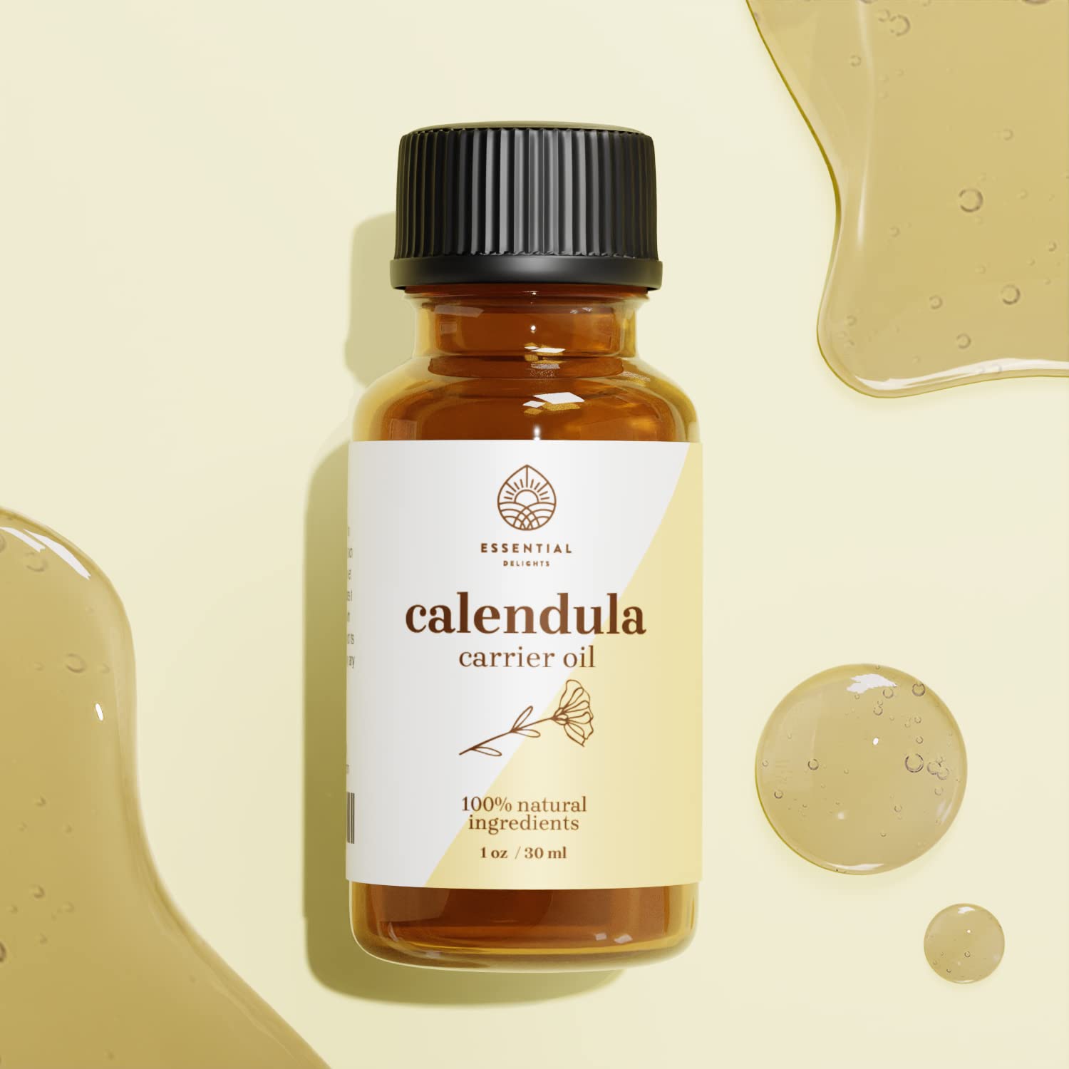 Calendula Oil - Premium Carrier Oil for Skin, Face, Body & Hair | Hydrating, Vegan & Cruelty-Free | 1 Fl Oz