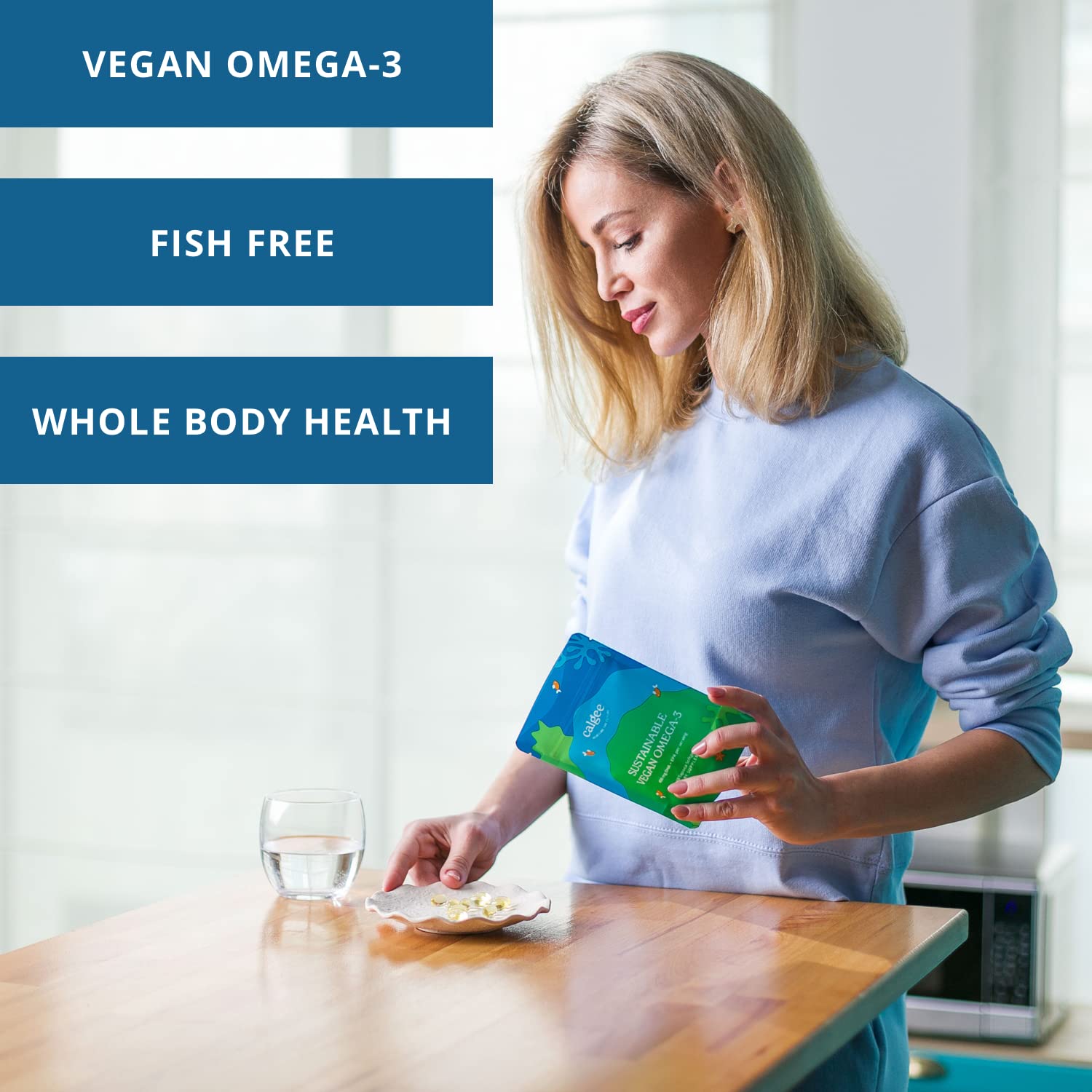 Calgee Vegan Omega-3 450mg DHA + EPA from Algae | Carrageenan-Free Softgels (120 Ct)