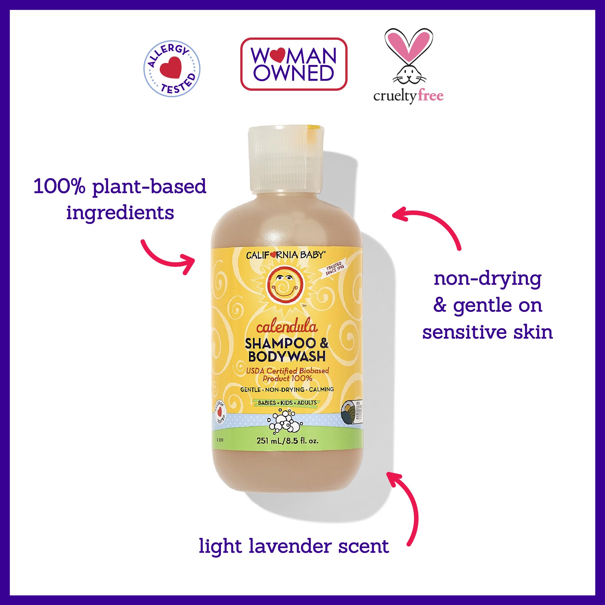 California Baby Calendula 2-in-1 Shampoo & Body Wash | Plant-Based & Hypoallergenic