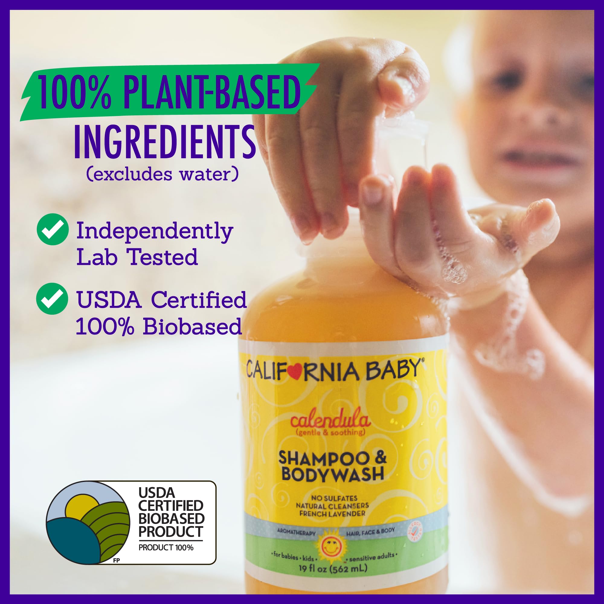 California Baby Calendula Baby Shampoo + Wash 2-Pack – Plant-Based, Hypoallergenic