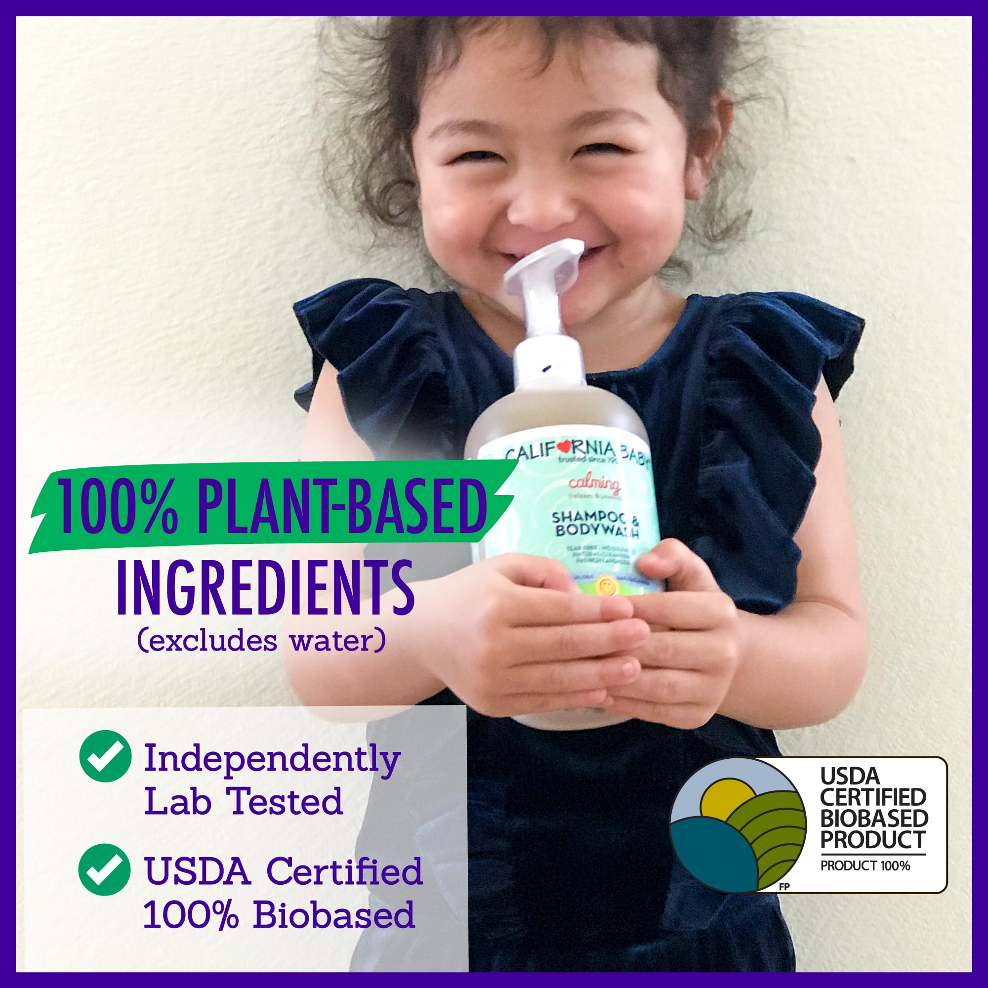 California Baby Calming Baby Shampoo + Body Wash – 100% Plant-Based, Lavender, Hypoallergenic
