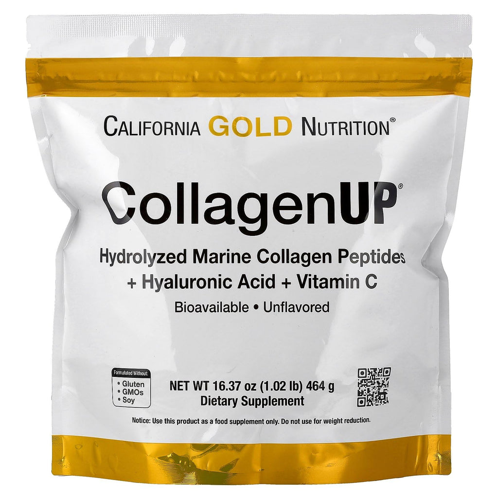 California Gold Nutrition CollagenUP® — Marine Collagen Peptides with Hyaluronic Acid & Vitamin C, Unflavored, 464 g