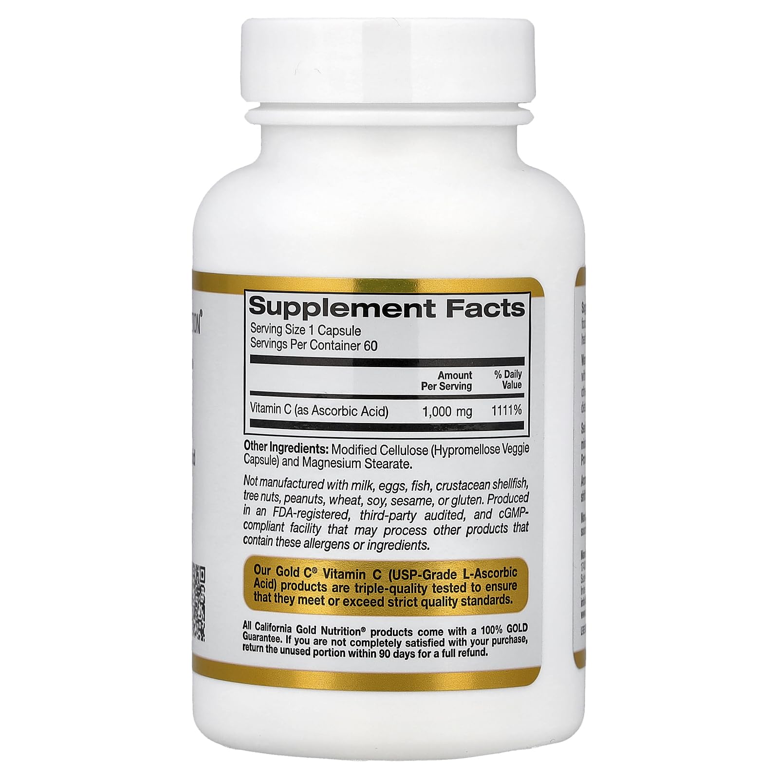 California Gold Nutrition Gold C® Vitamin C 1,000 mg, 60 Veggie Capsules