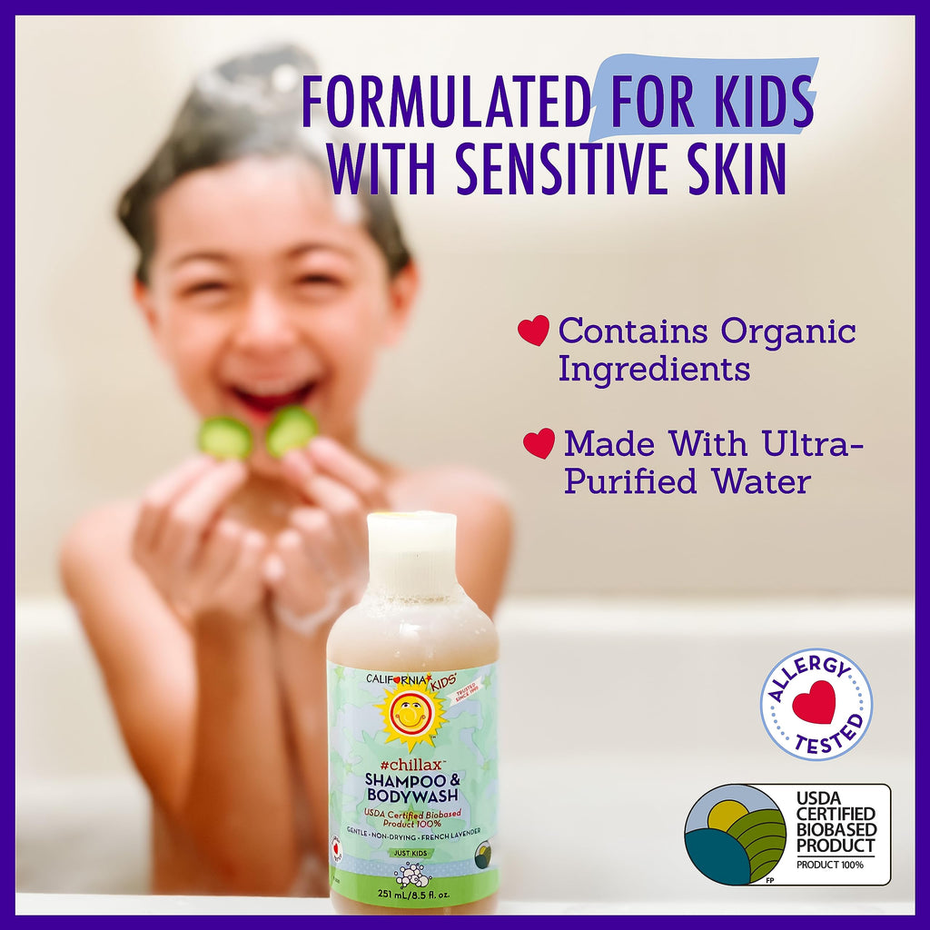California Kids Chillax Shampoo & Bodywash – 100% Plant-Based, Gentle Lavender (562 mL / 19 oz)