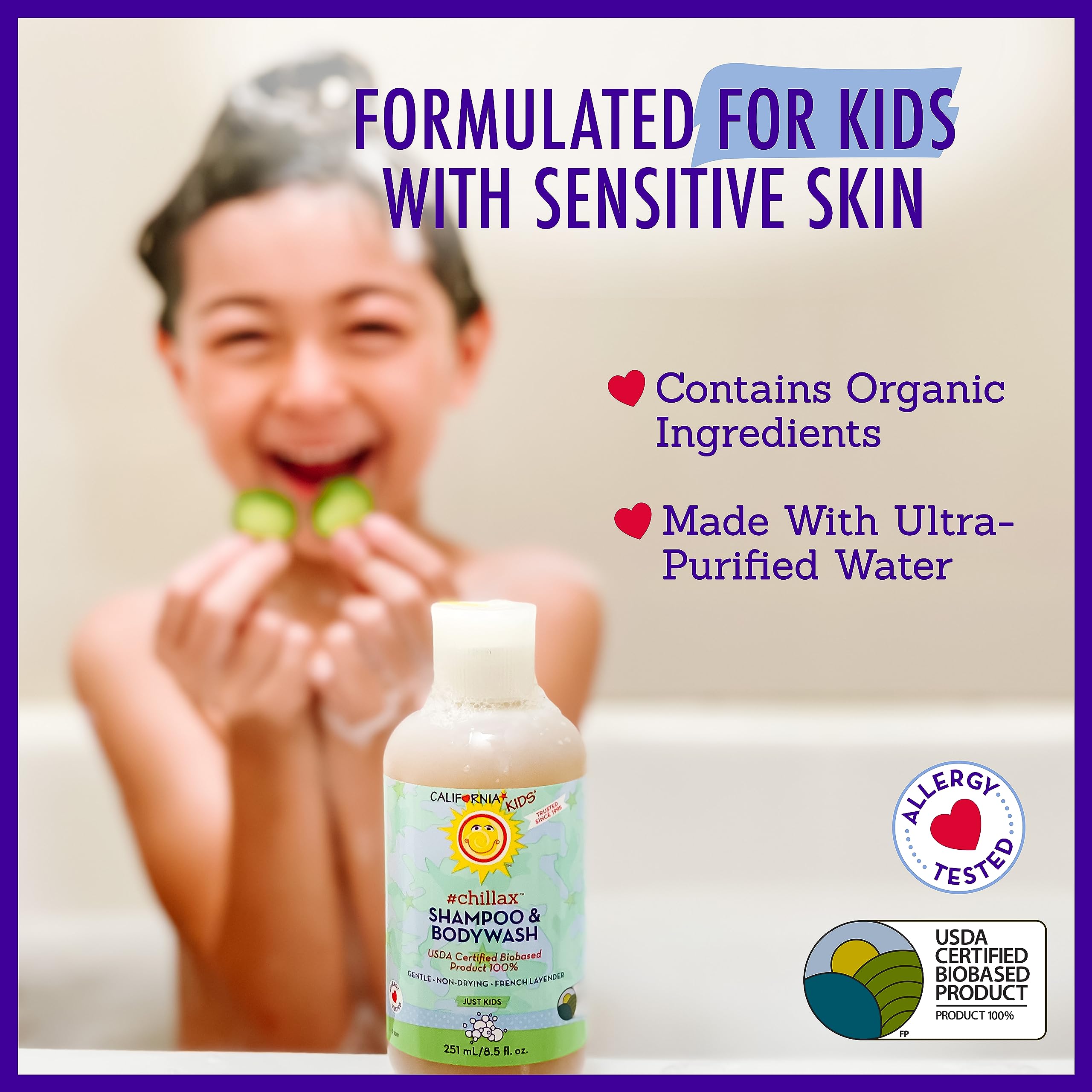 California Kids Shampoo + Body Wash | Chillax Lavender – 100% Plant-Based, Hypoallergenic, 8.5 oz