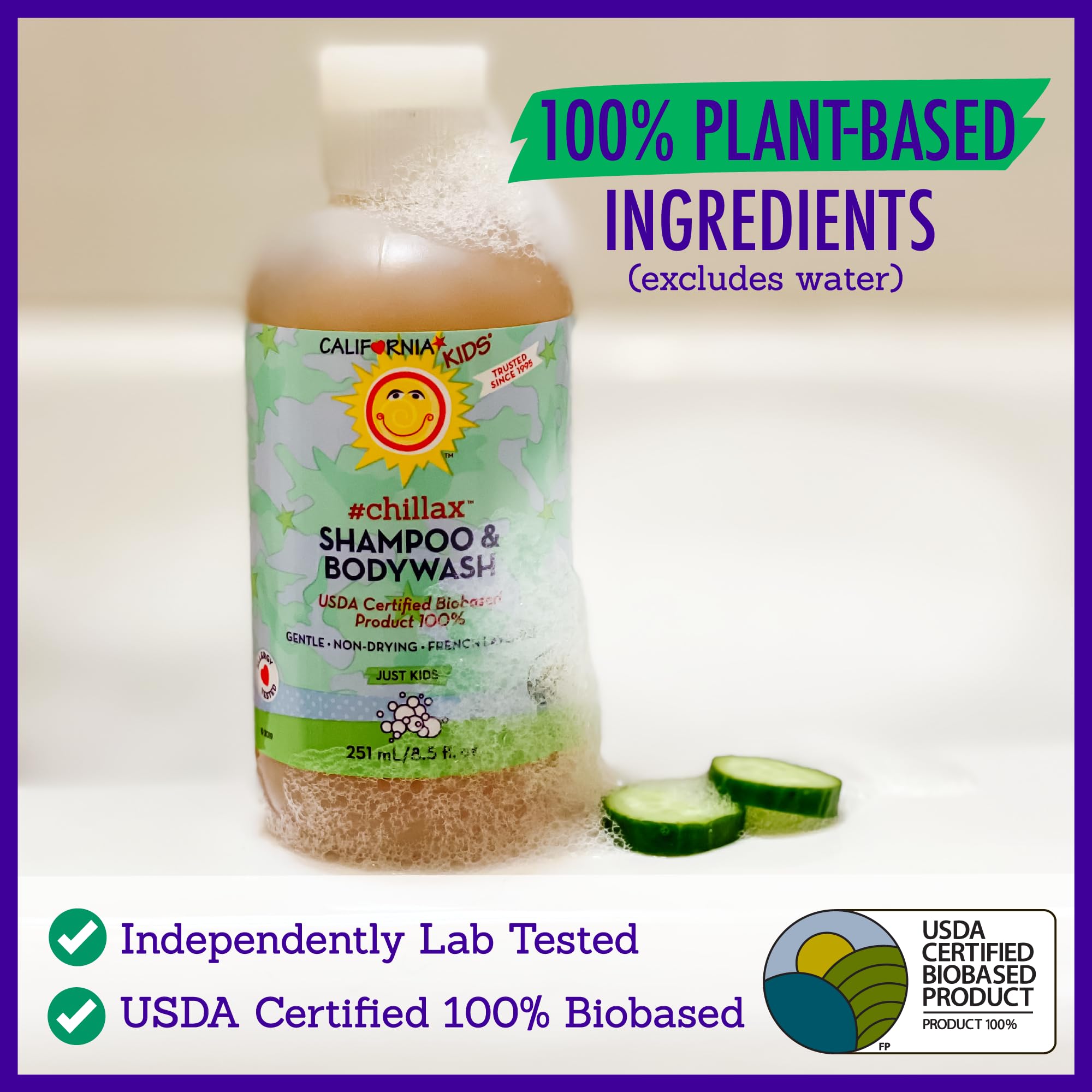 California Kids Chillax Shampoo & Bodywash – 100% Plant-Based, Gentle Lavender (562 mL / 19 oz)
