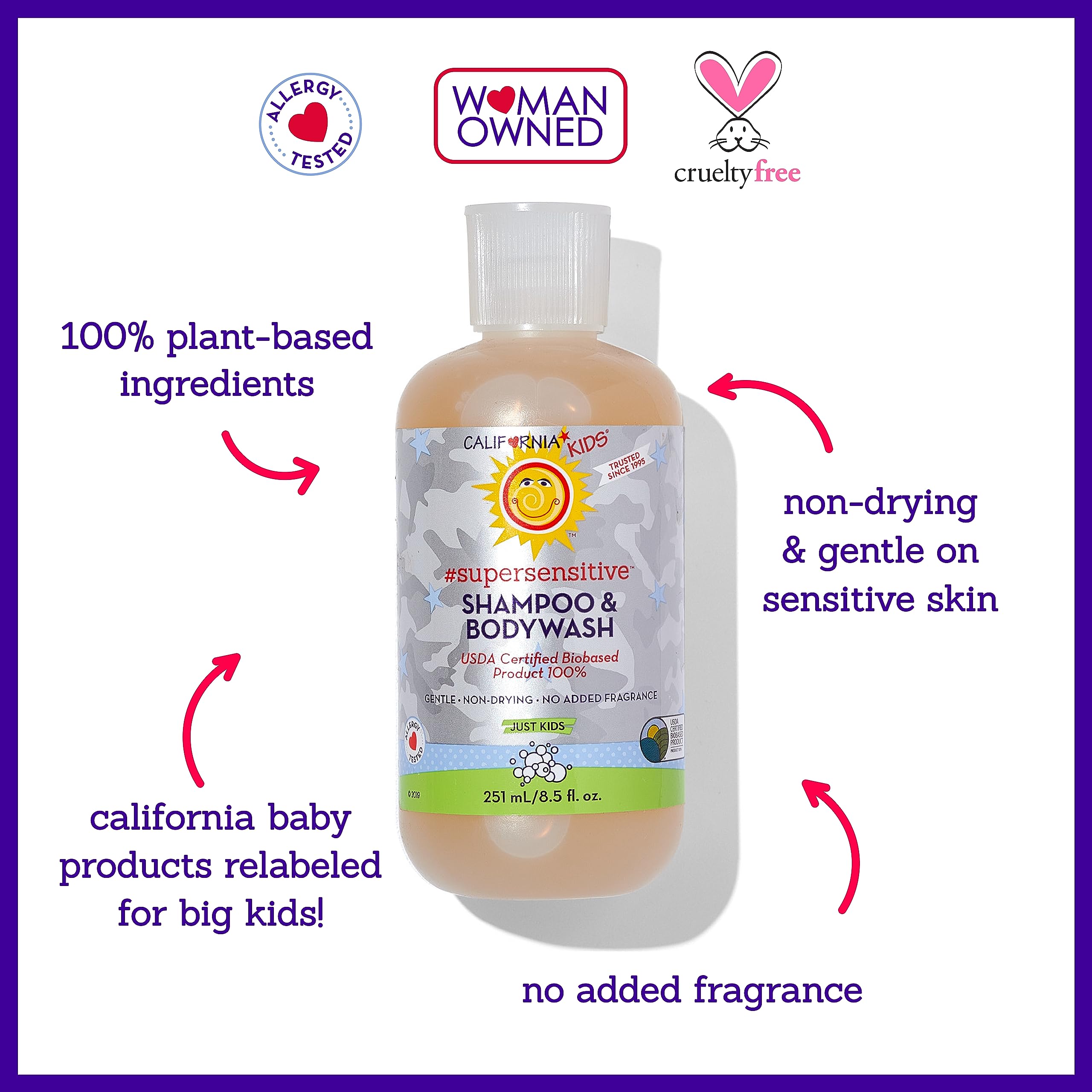 California Kids Shampoo + Body Wash - Super Sensitive Unscented | 8.5 oz