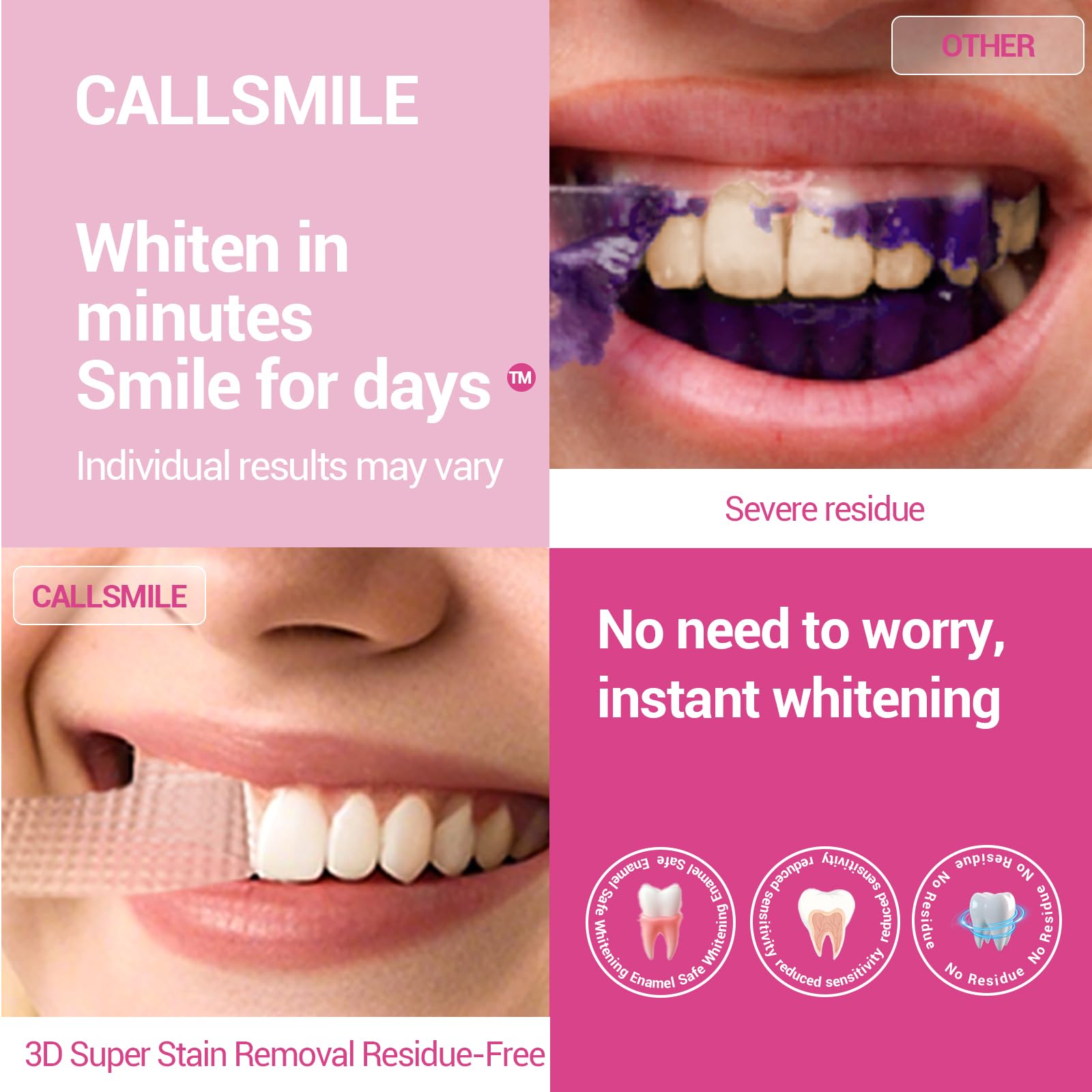 CALLSMILE Teeth Whitening Strips Kit – 16 Treatments (32 Strips) for Sensitive Teeth