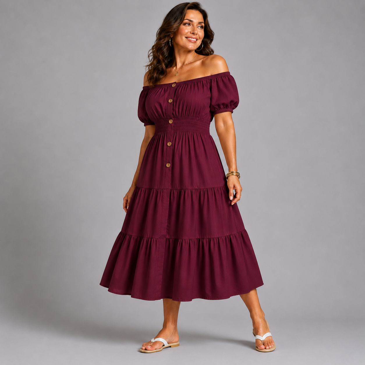 Off Shoulder Frilled / Layered Gypsy Dress