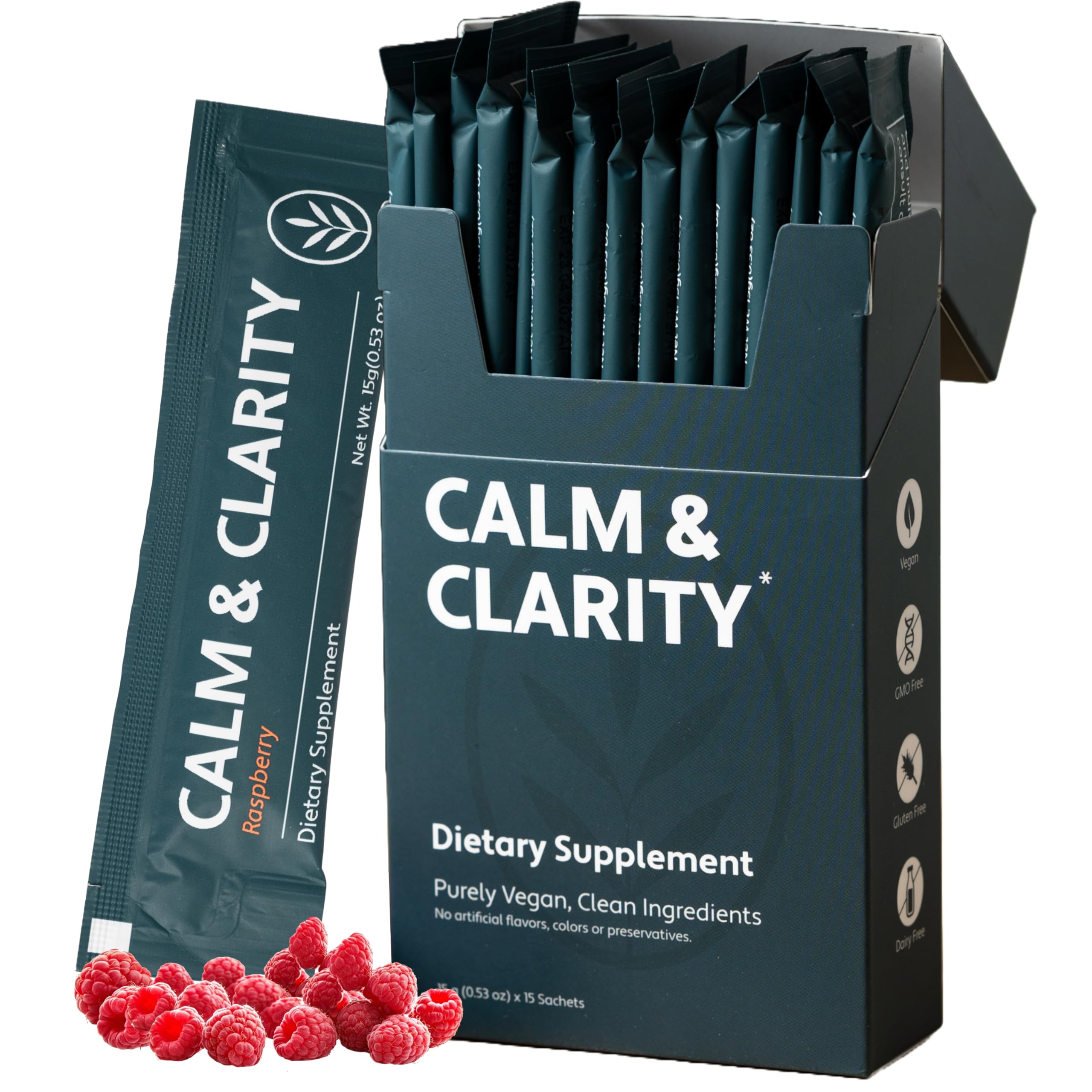 Calm & Clarity Raspberry Liquid Shot – Fast-Acting Calm (15-count)