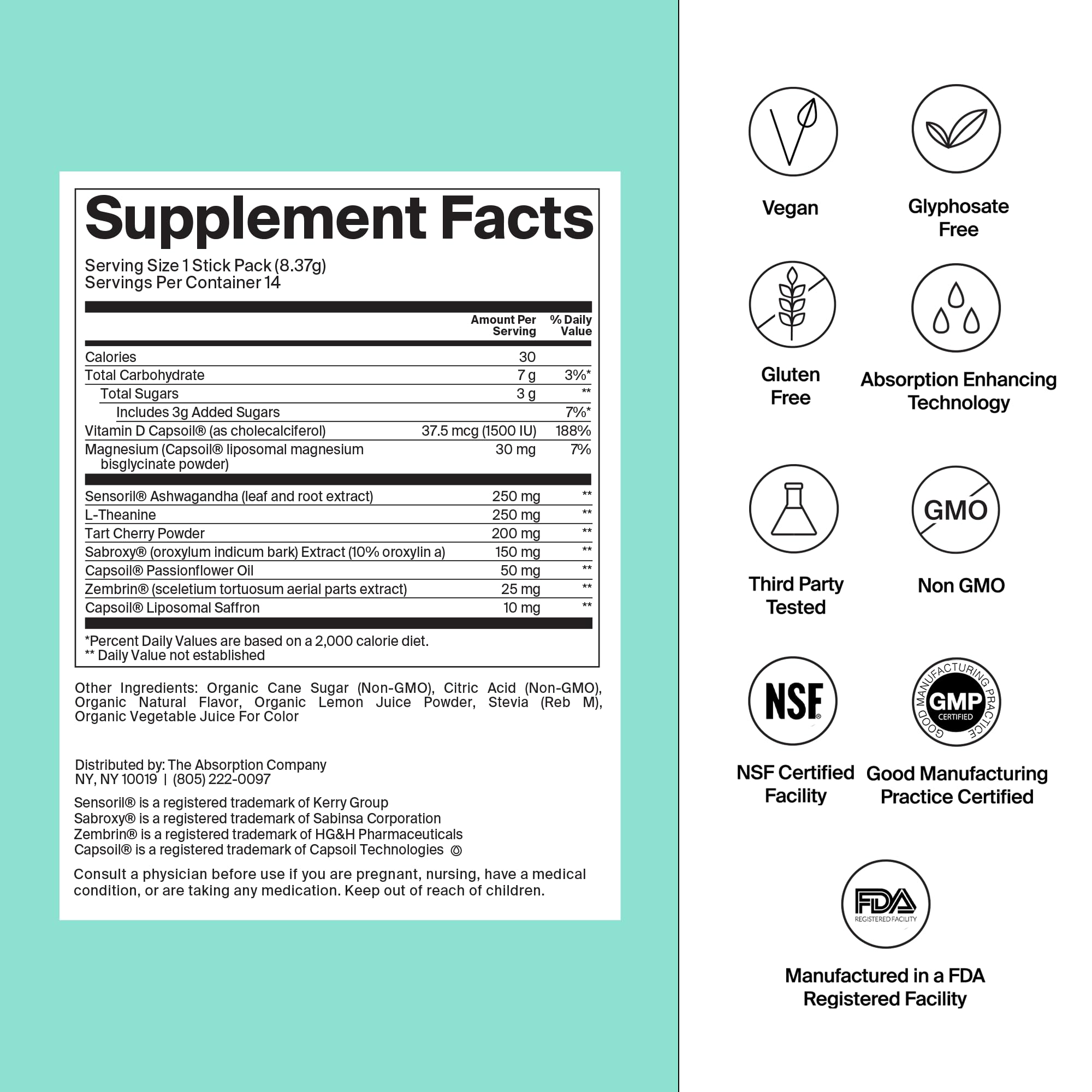 Calm Drink Mix - Relaxation & Mood Support (Magnesium, Ashwagandha, L-Theanine, Vitamin D)