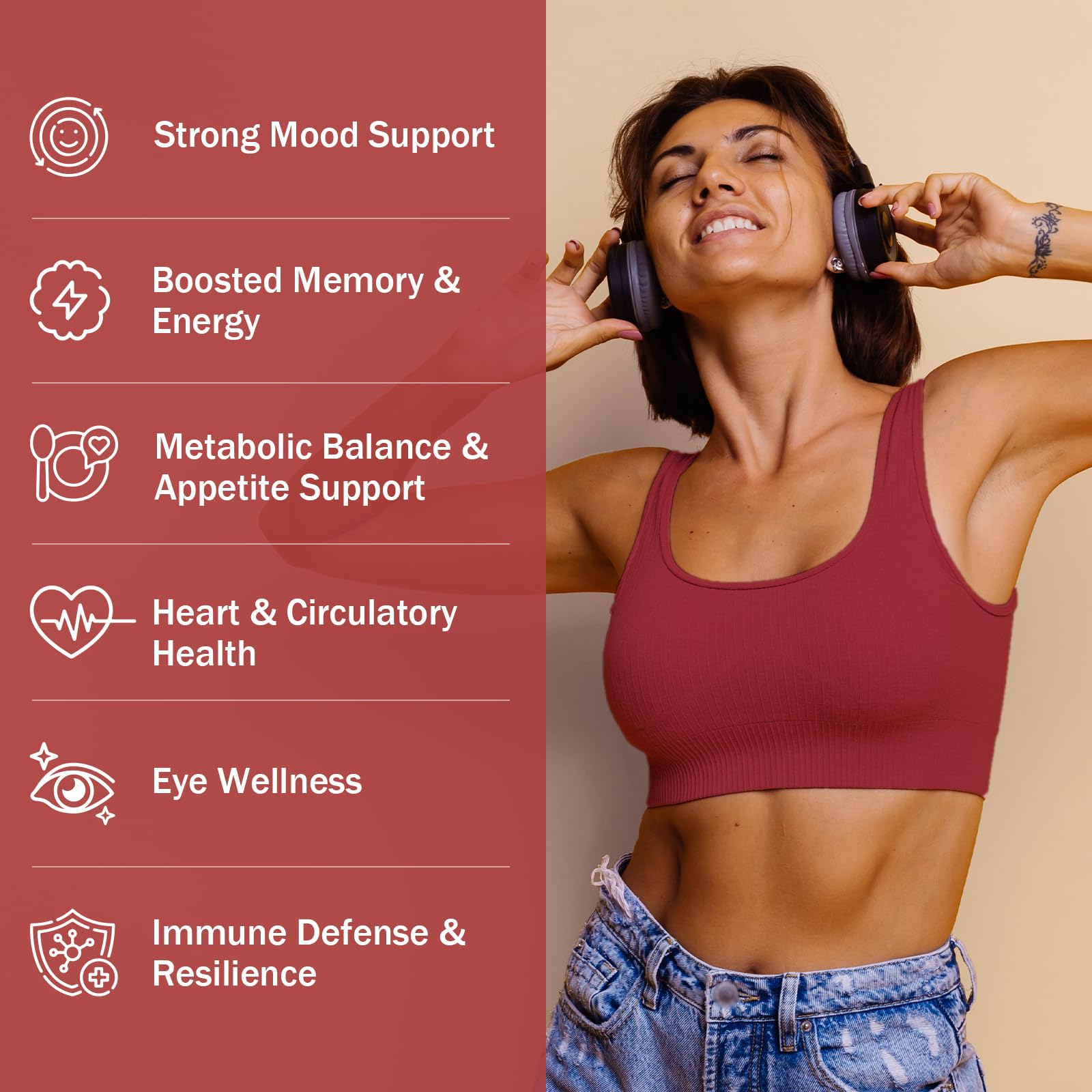 Happy Saffron Plus - 90 Vegan Capsules | Mood Balance & Eye Health | Non-GMO, Gluten Free