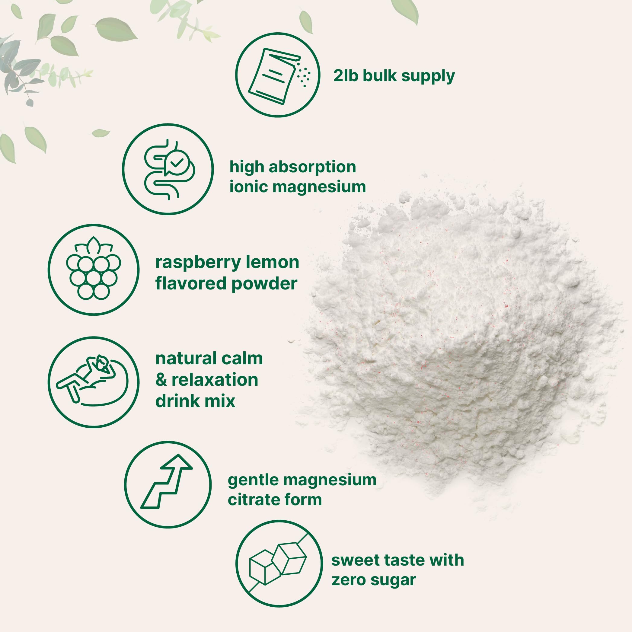 Calm Magnesium Powder 2lbs | Magnesium Citrate, Raspberry Lemon