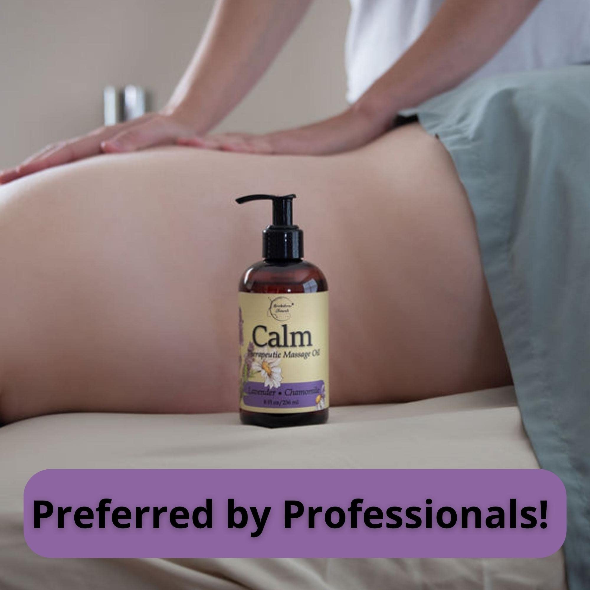 Calm Massage Oil with Lavender & Roman Chamomile – All-Natural, Nut-Free, 8oz | Brookethorne Naturals