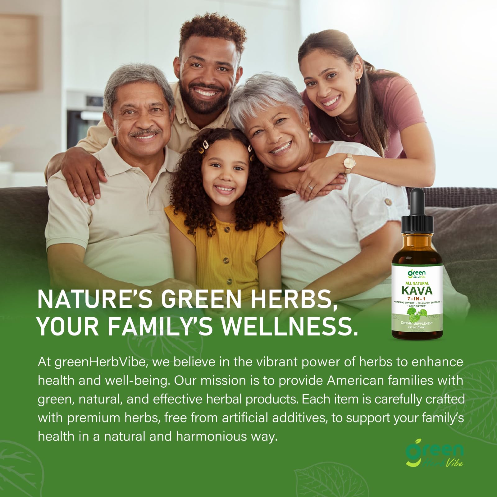 Green Herb Vibe Kava Drops – Relaxation & Sleep Support (60 Days, 2 oz)