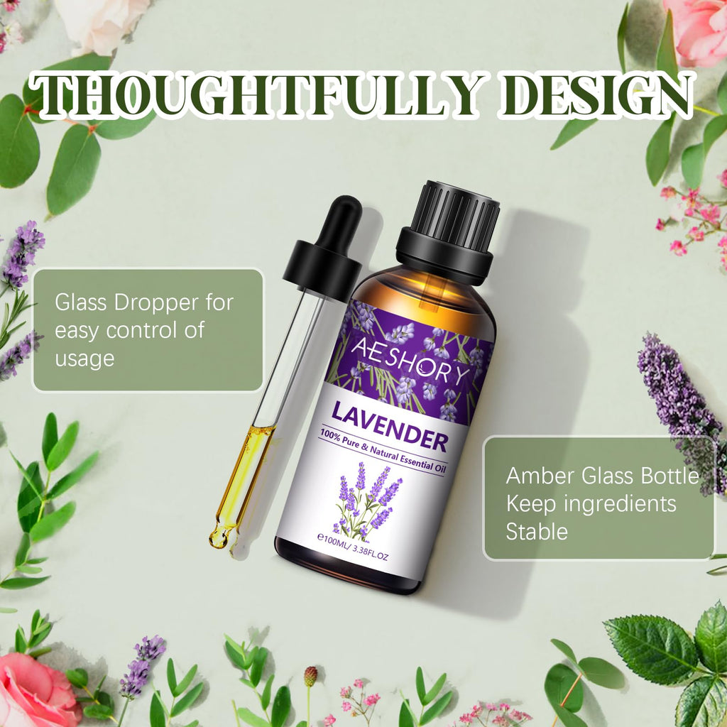 Lavender Essential Oil 3.38 fl oz (100 ml) | Aromatherapy Diffuser & Massage Oil