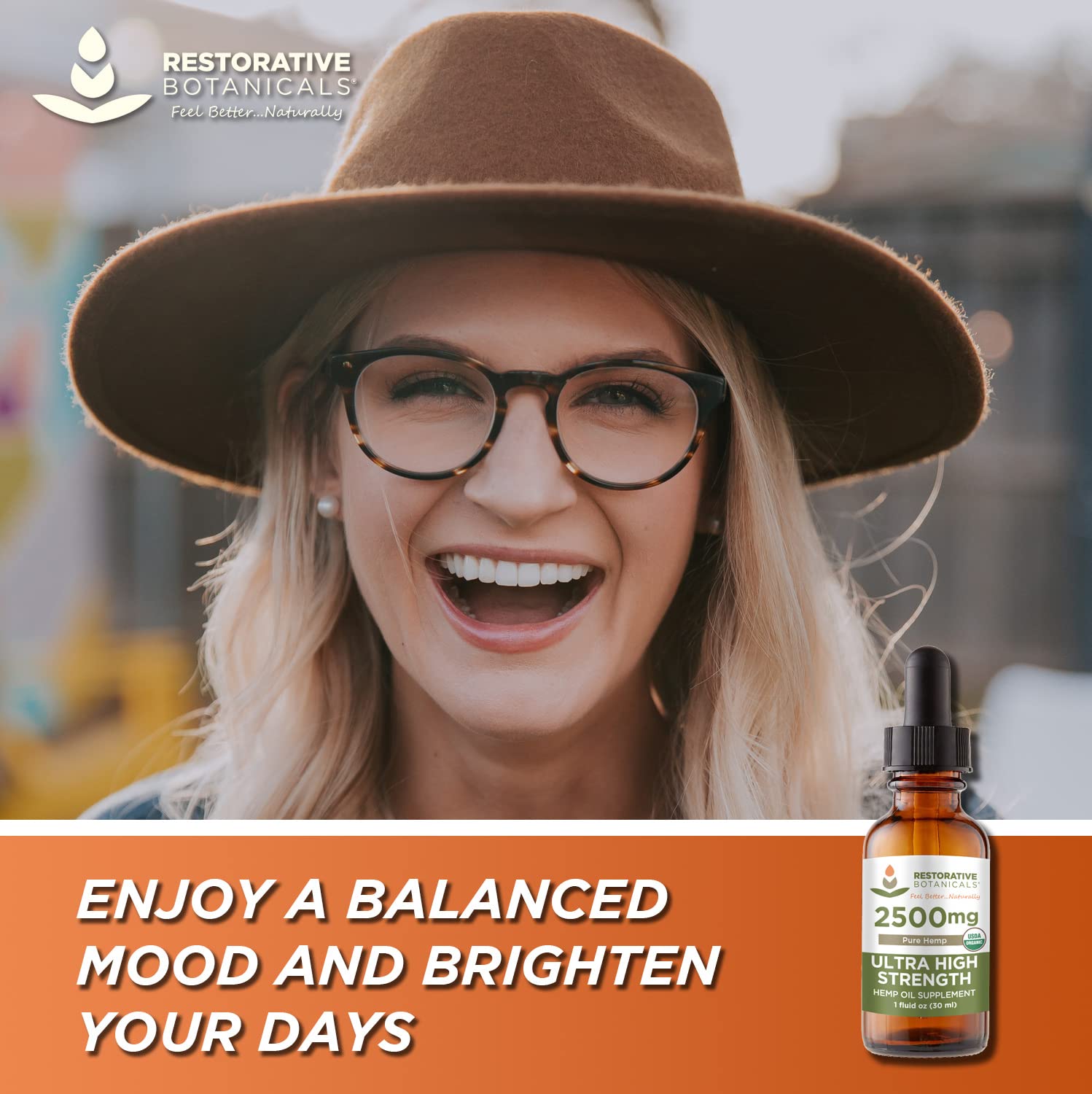 Ultra High Strength Hemp Oil Supplement - USDA Organic, 60 Servings | Restorative Botanicals