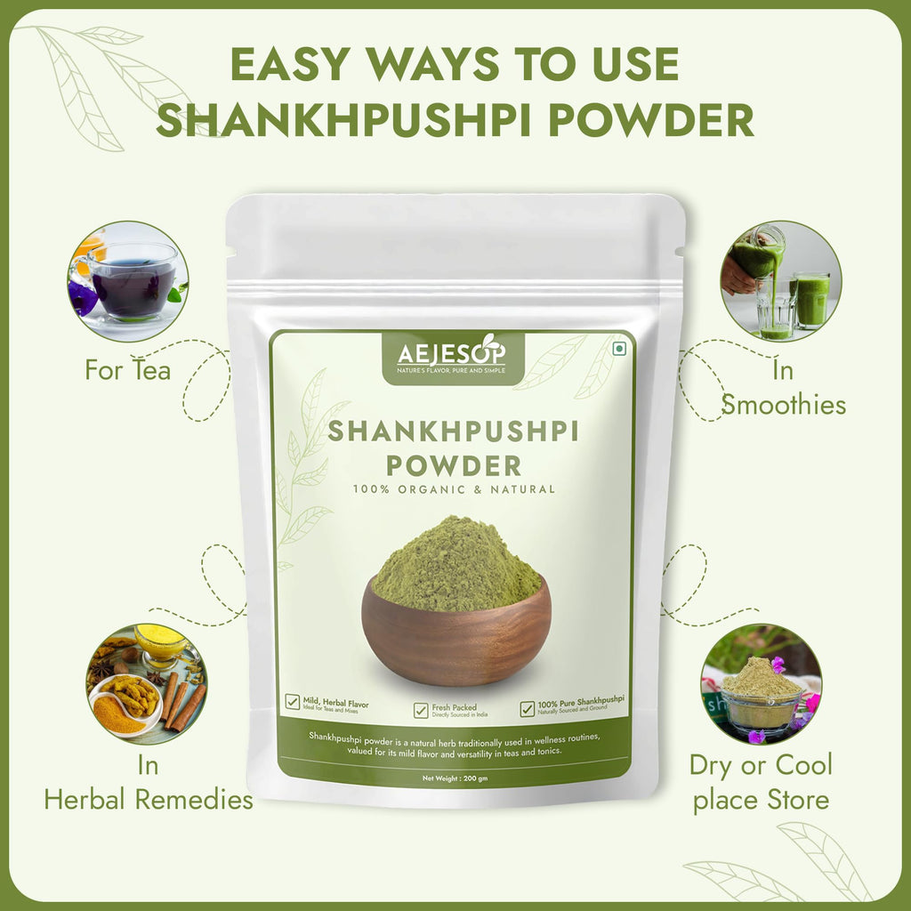 AEJESOP Shankhpushpi Powder – Memory Booster & Digestive Support Tea, 7oz (200g)