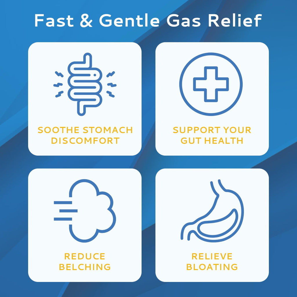 CALMOUR Anti Gas Relief 10 Strips – Mint Flavor Dissolving Strips for Quick Gas Relief