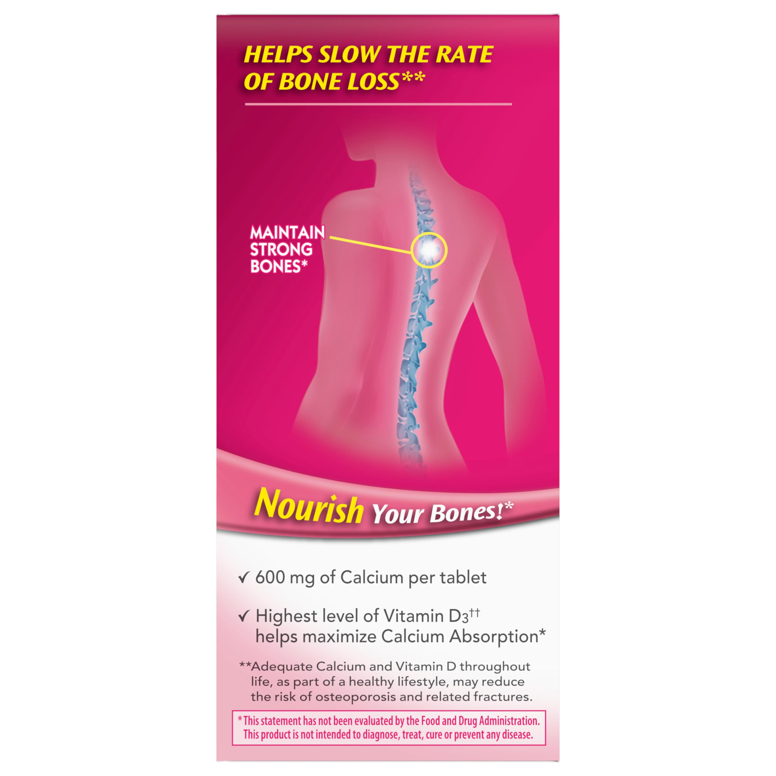 Caltrate 600 Plus D3 Calcium & Vitamin D Tablets – 60 Count | Bone Health