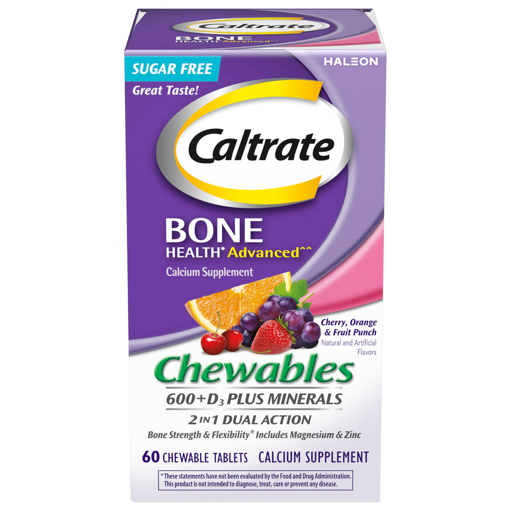 Caltrate Chewables 600+D3 Plus Minerals – Sugar Free, 60 Count