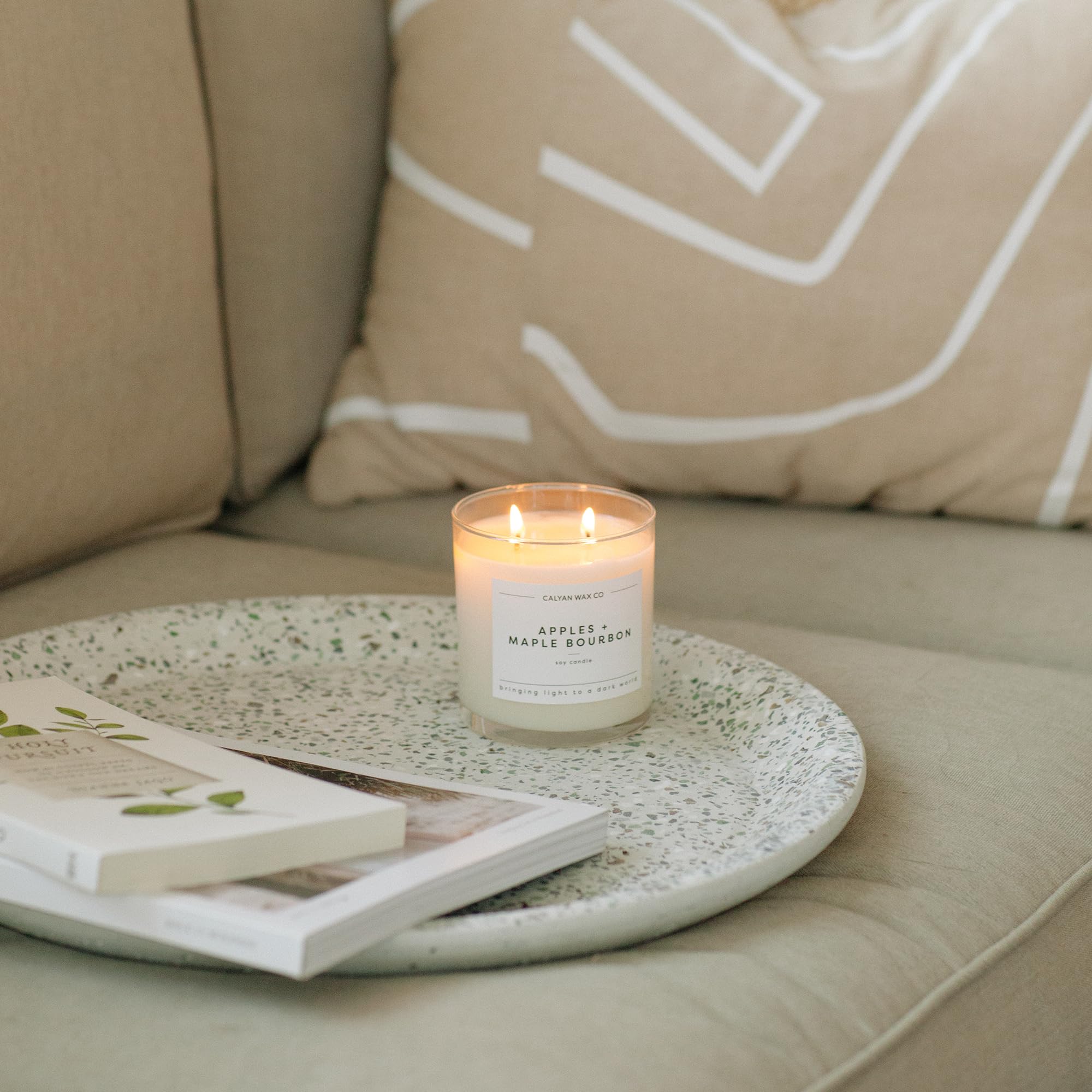 Calyan Wax Co. Apples & Maple Bourbon 2 Wick Candle - 37 Hour Burn | Soy Wax