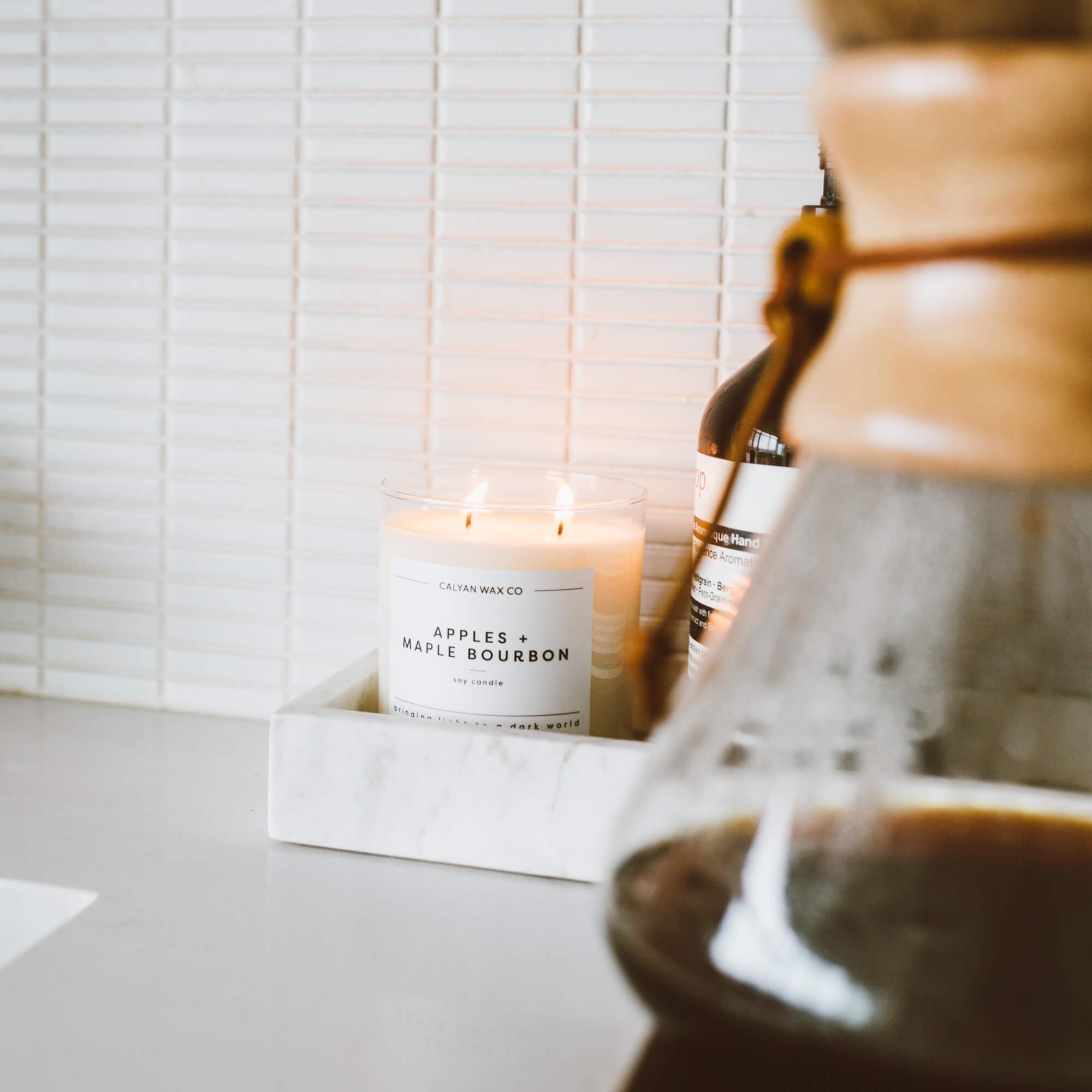 Calyan Wax Co. Apples & Maple Bourbon 2 Wick Candle - 37 Hour Burn | Soy Wax