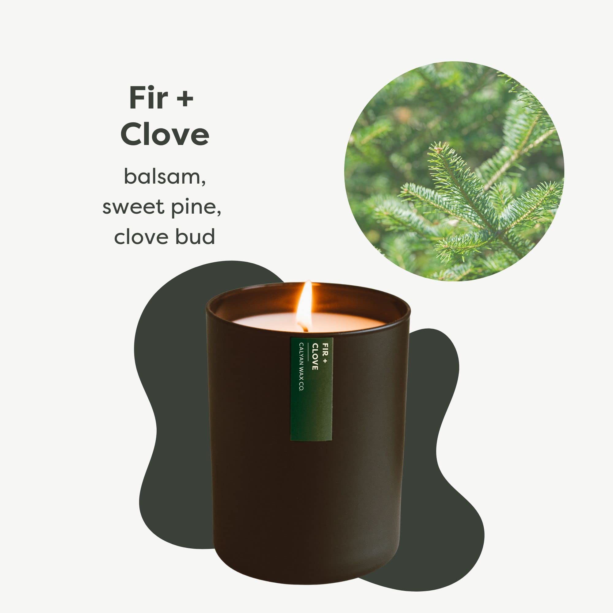 Calyan Wax Co. Fir & Clove Scented Candle – 75 Hour Burn, 10.2oz Black Tumbler