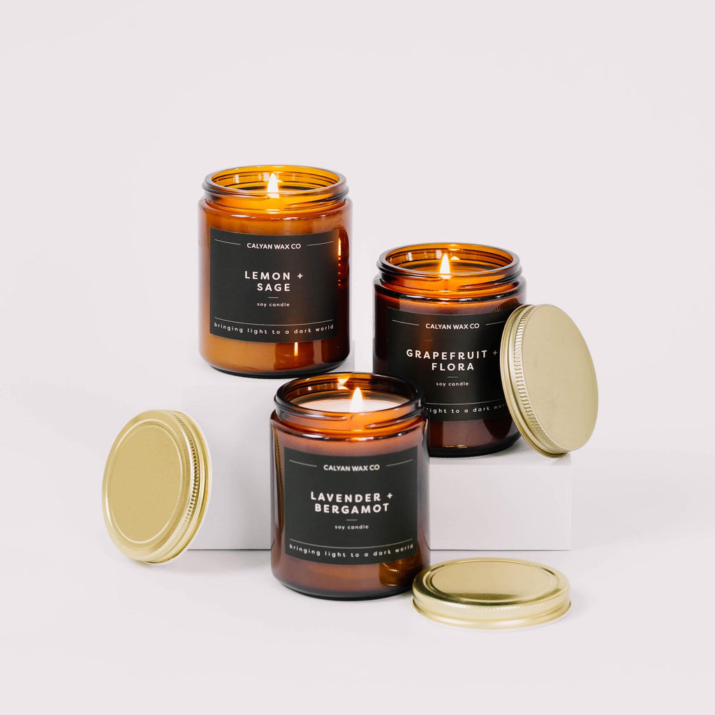 Calyan Wax Co. Apples & Maple Bourbon Soy Candle – 57 Hour Burn, Amber Jar, 7.2oz