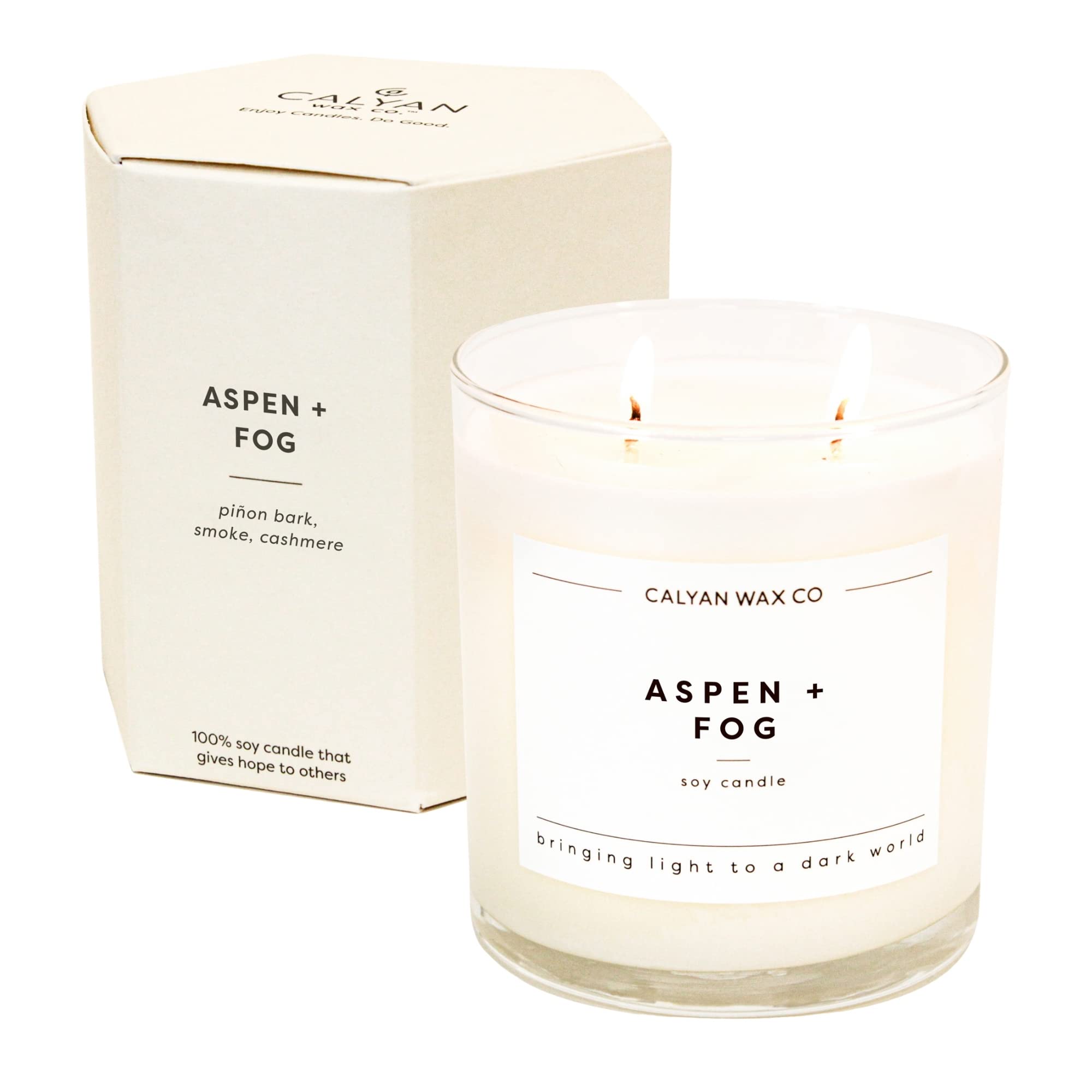 Calyan Wax Co. Aspen & Fog 2-Wick Soy Candle – 37h Burn, 8.8oz
