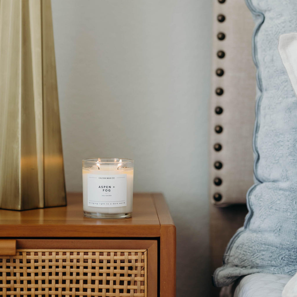 Calyan Wax Co. Aspen & Fog 2-Wick Soy Candle – 37h Burn, 8.8oz