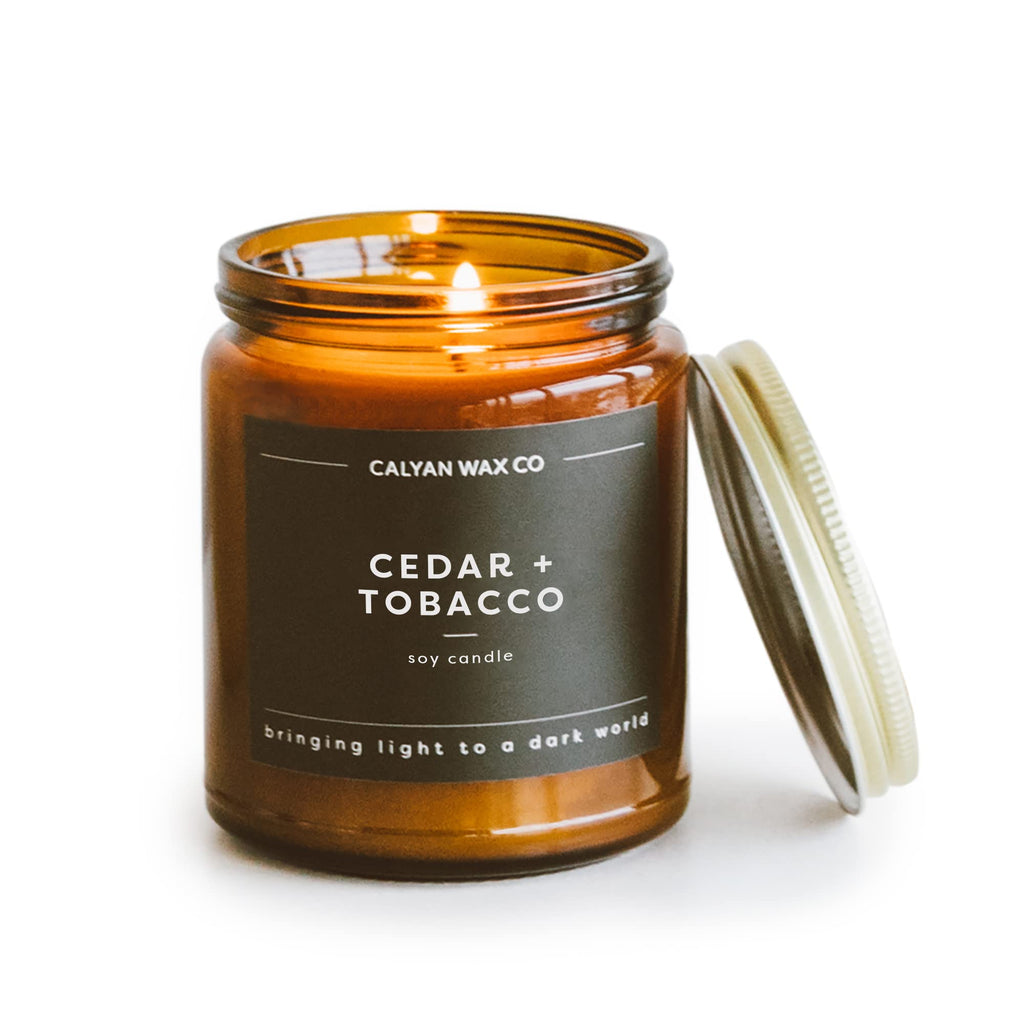 Calyan Wax Co. Cedar & Tobacco Candle - 57 Hour Burn, 7.2oz