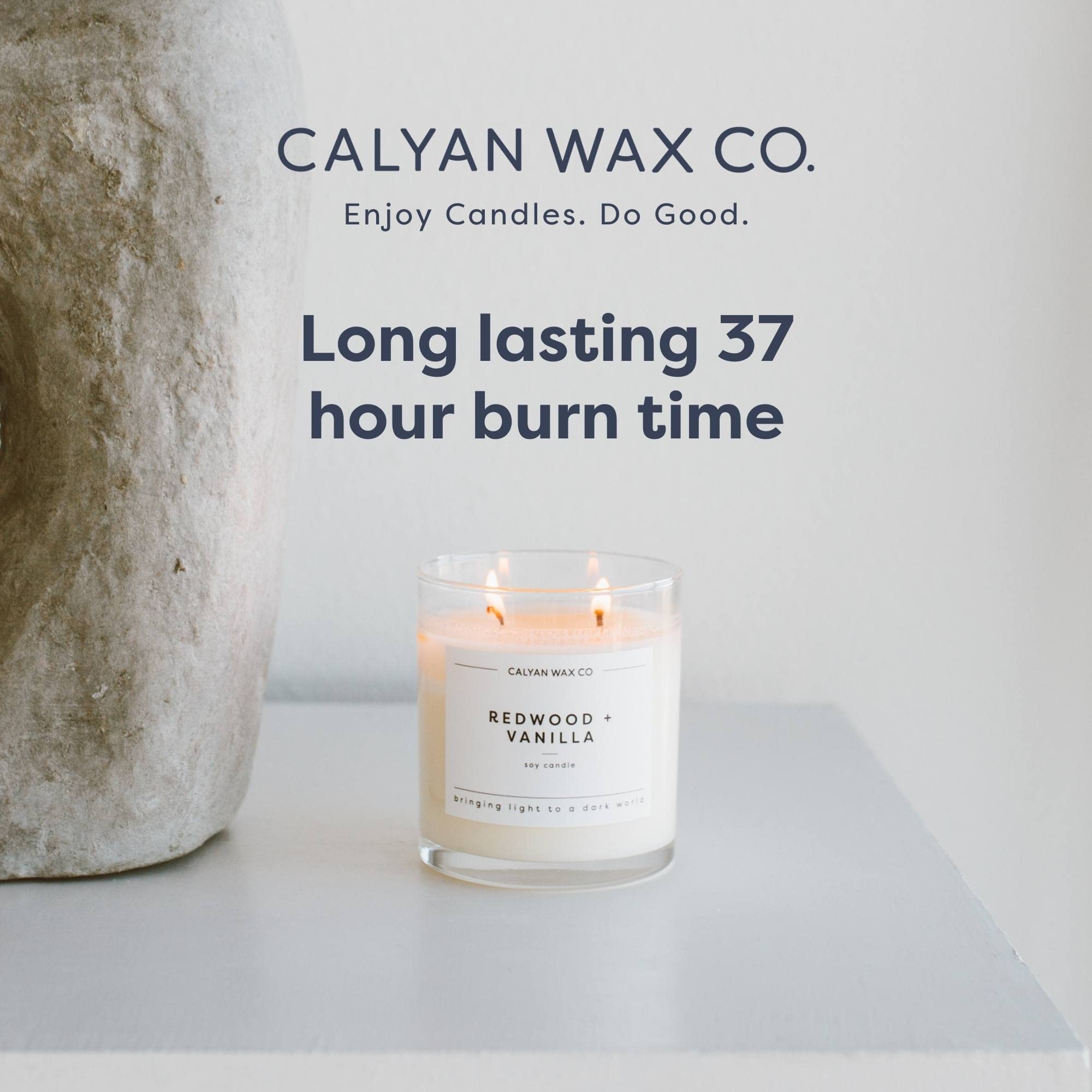 Calyan Wax Co. Cedar & Tobacco 2 Wick Candle – 37-Hour Burn, 8.8oz, Non-Toxic Soy
