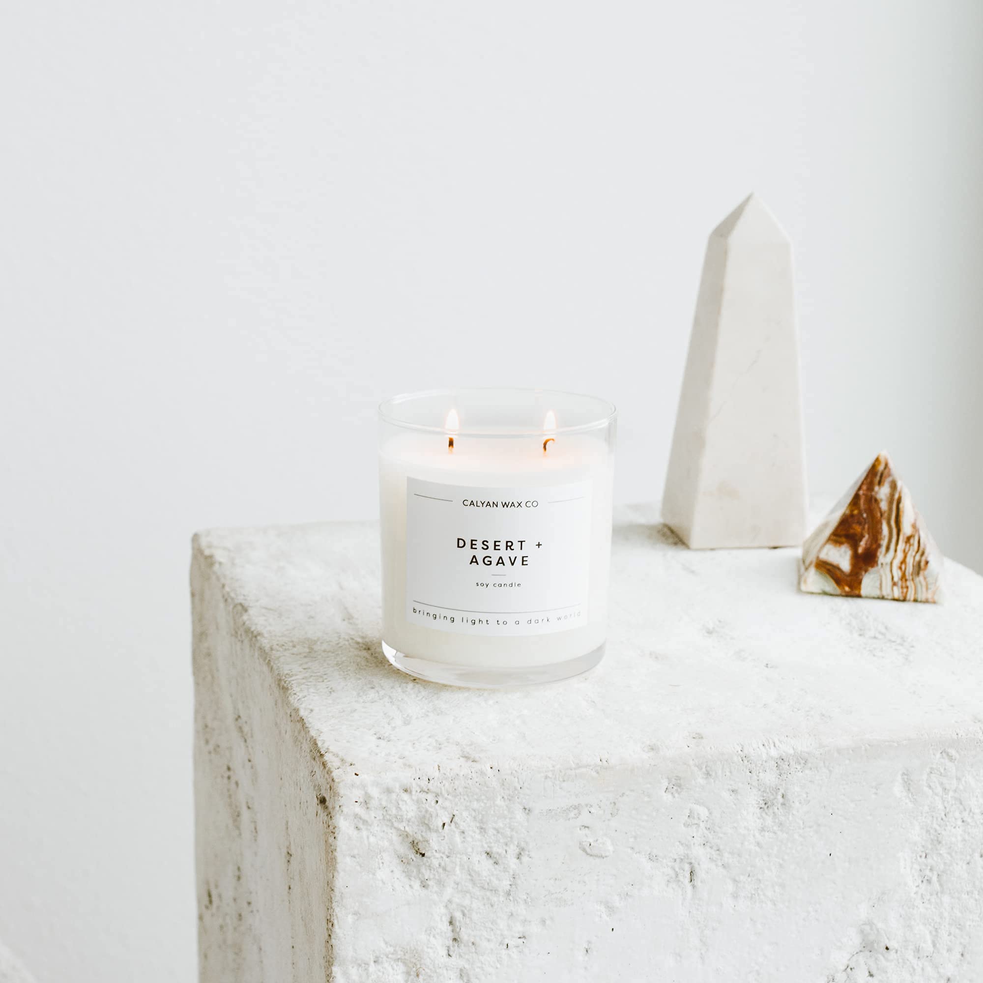 Calyan Wax Co. Desert & Agave 2 Wick Candle – 37 Hour Burn, 8.8oz Soy