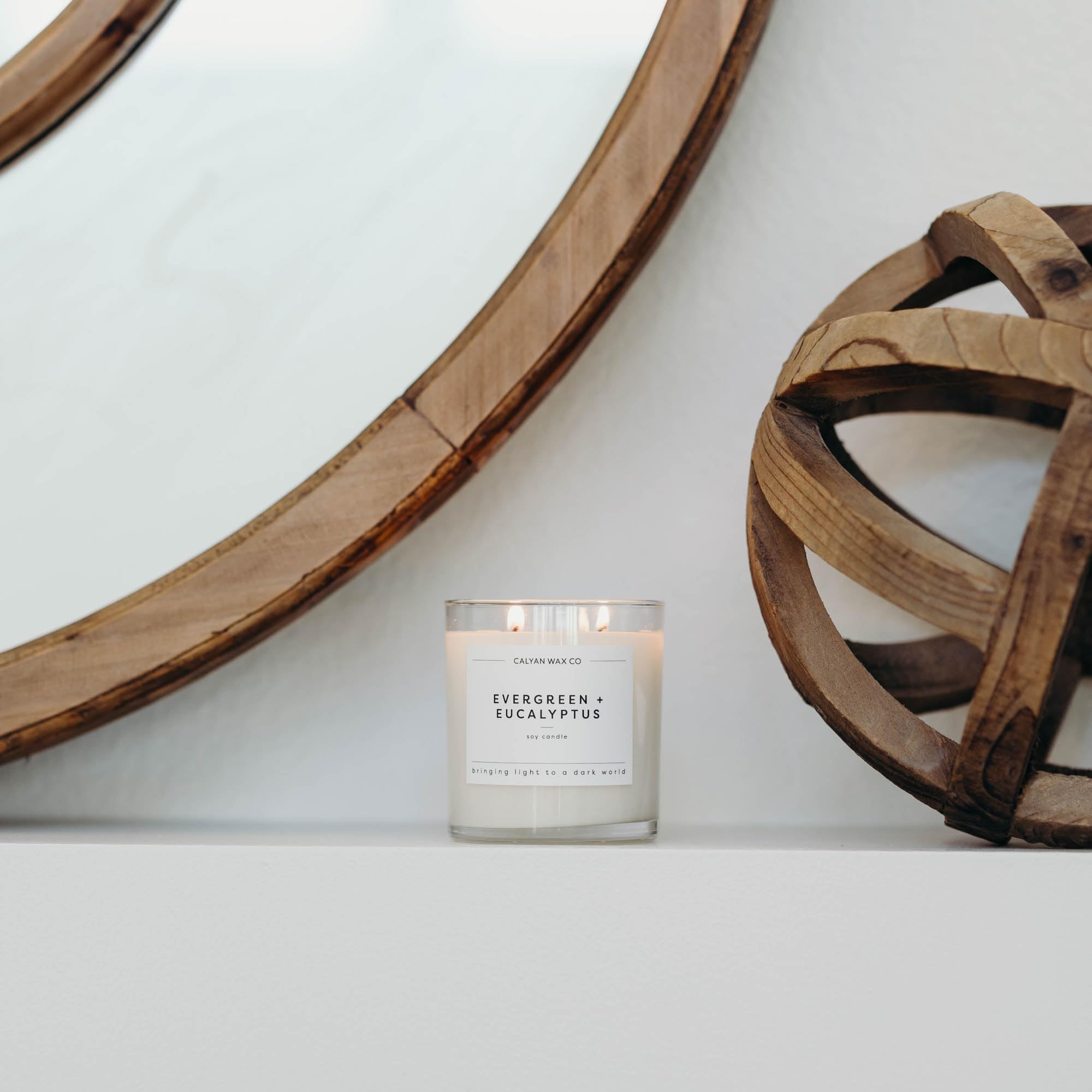 Calyan Wax Co. Evergreen & Eucalyptus 2-Wick Candle - 37-Hour Burn, Non-Toxic Soy, 8.8oz