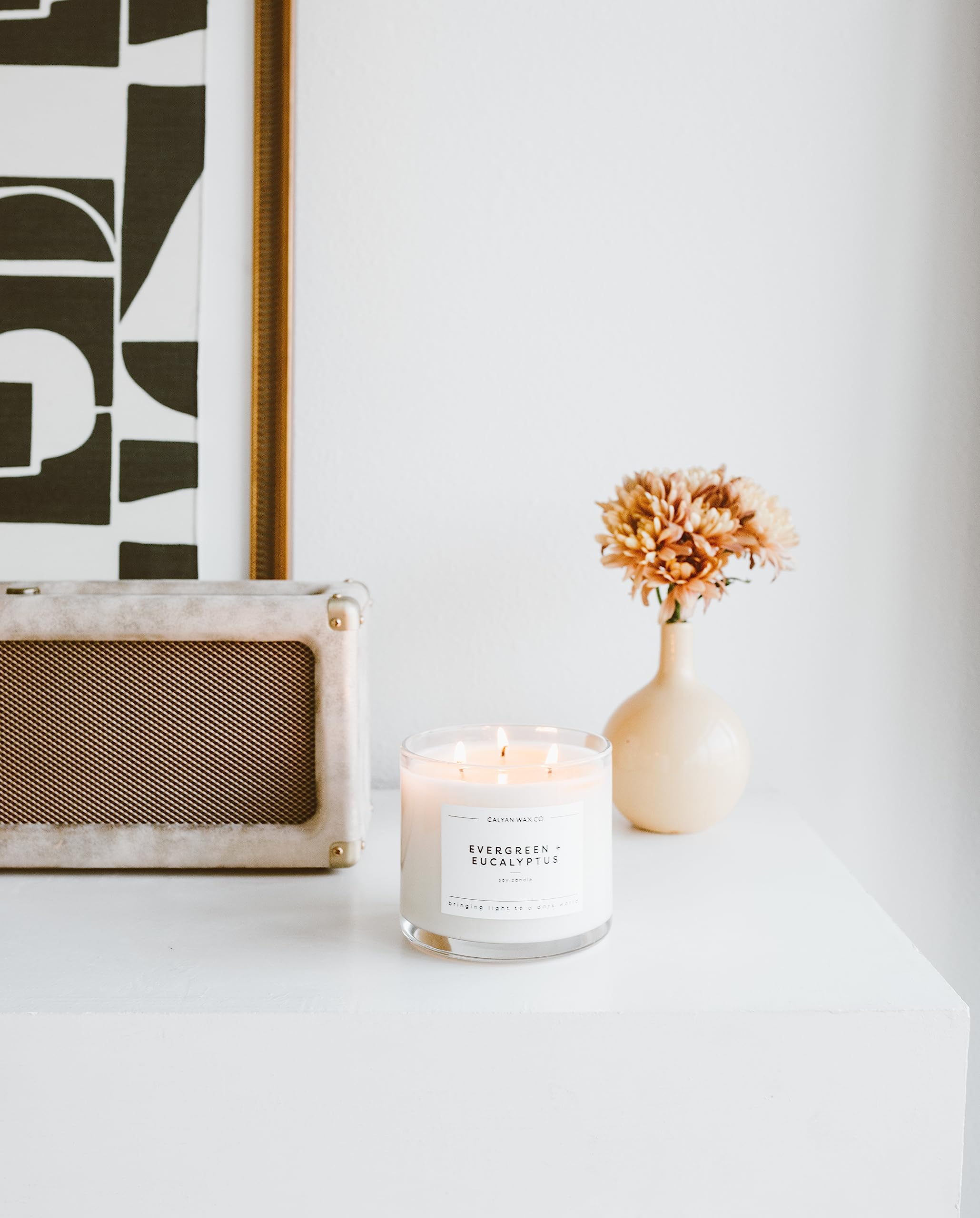 Calyan Wax Co. Evergreen & Eucalyptus 3-Wick Soy Candle – 14.9oz, 43h Burn