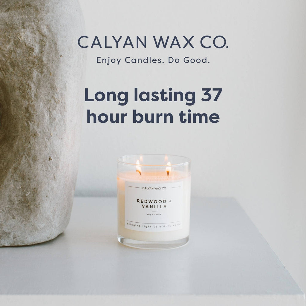 Calyan Wax Co. Grapefruit & Flora 2-Wick Candle - 37 Hr Burn | Non-Toxic Soy 8.8oz Jar