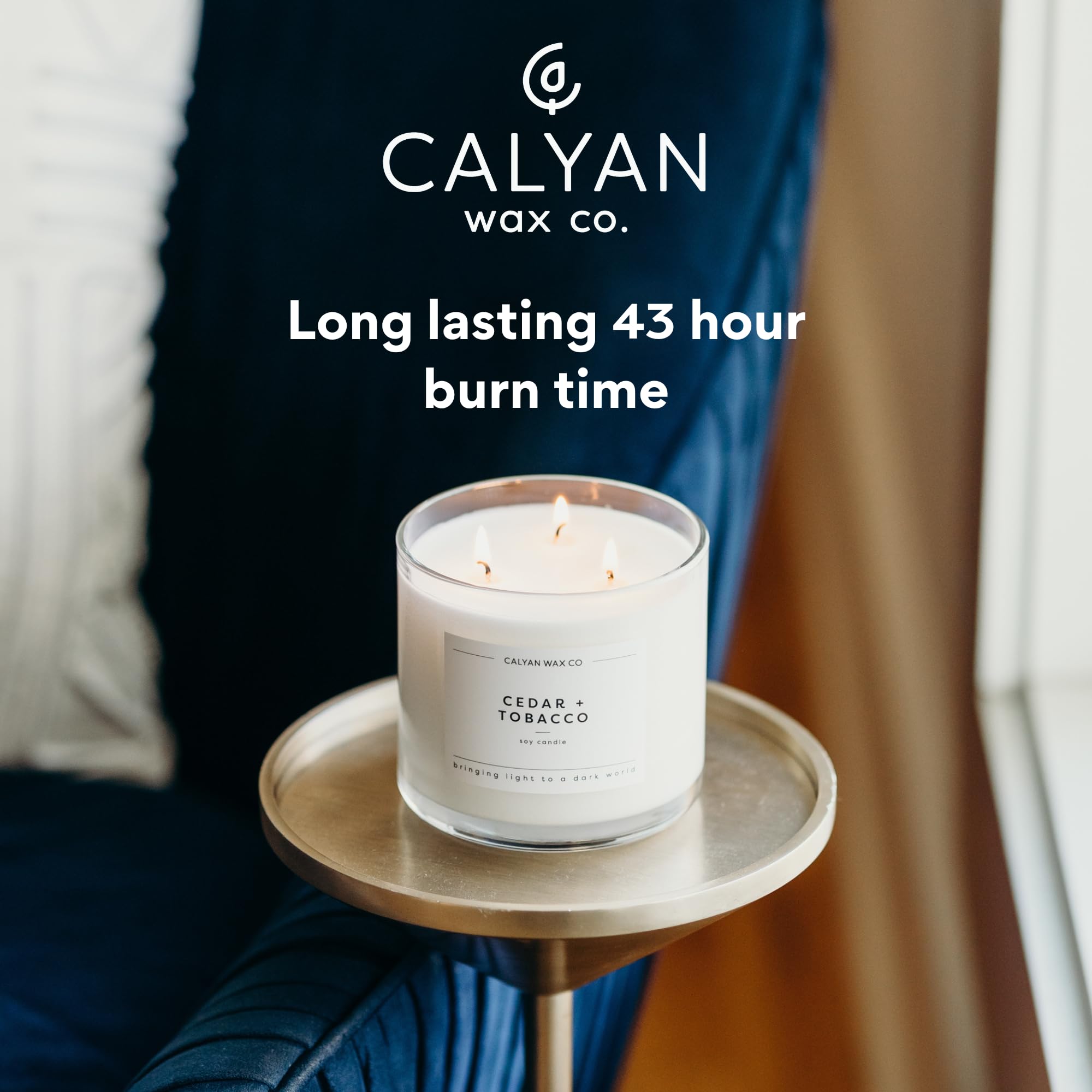 Calyan Wax Co. Lavender & Bergamot 3-Wick Candle – 14.9oz Soy, 43-Hour Burn