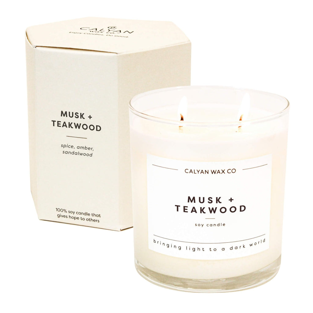 Calyan Wax Co. Musk & Teakwood 2-Wick Soy Candle | 8.8oz